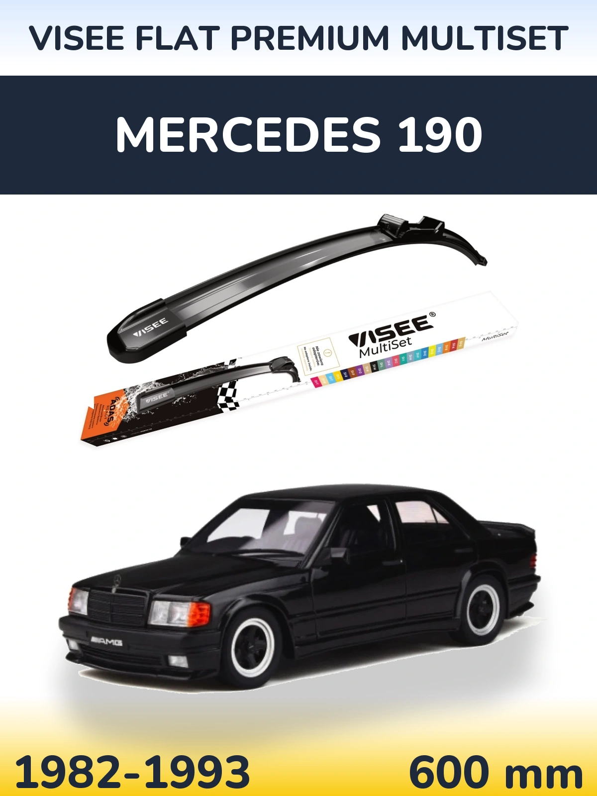 Front wiper blade VISEE FLAT PREMIUM MultiSet 600 mm for Mercedes 190 1982-1993