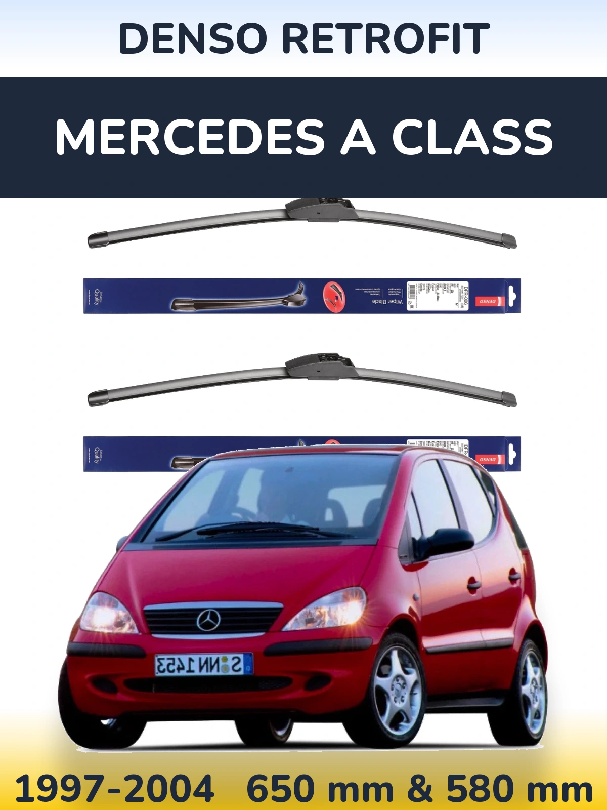 Комплект передних дворников Denso Retrofit 650 & 580 мм для Mercedes A Class 1997-2004