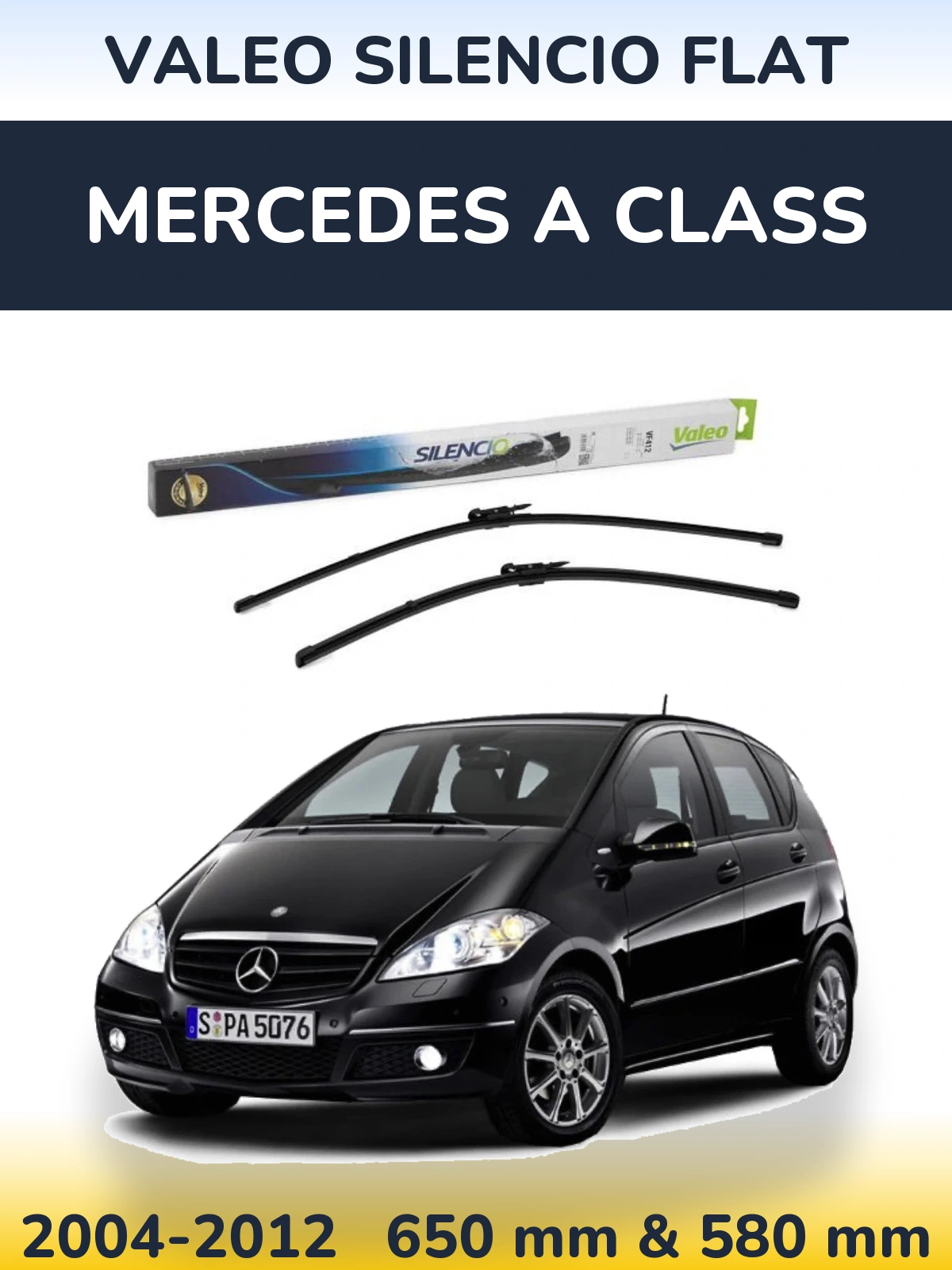 Комплект передніх щіток Valeo Silencio Flat 650 & 580 мм для Mercedes A Class 2004-2012