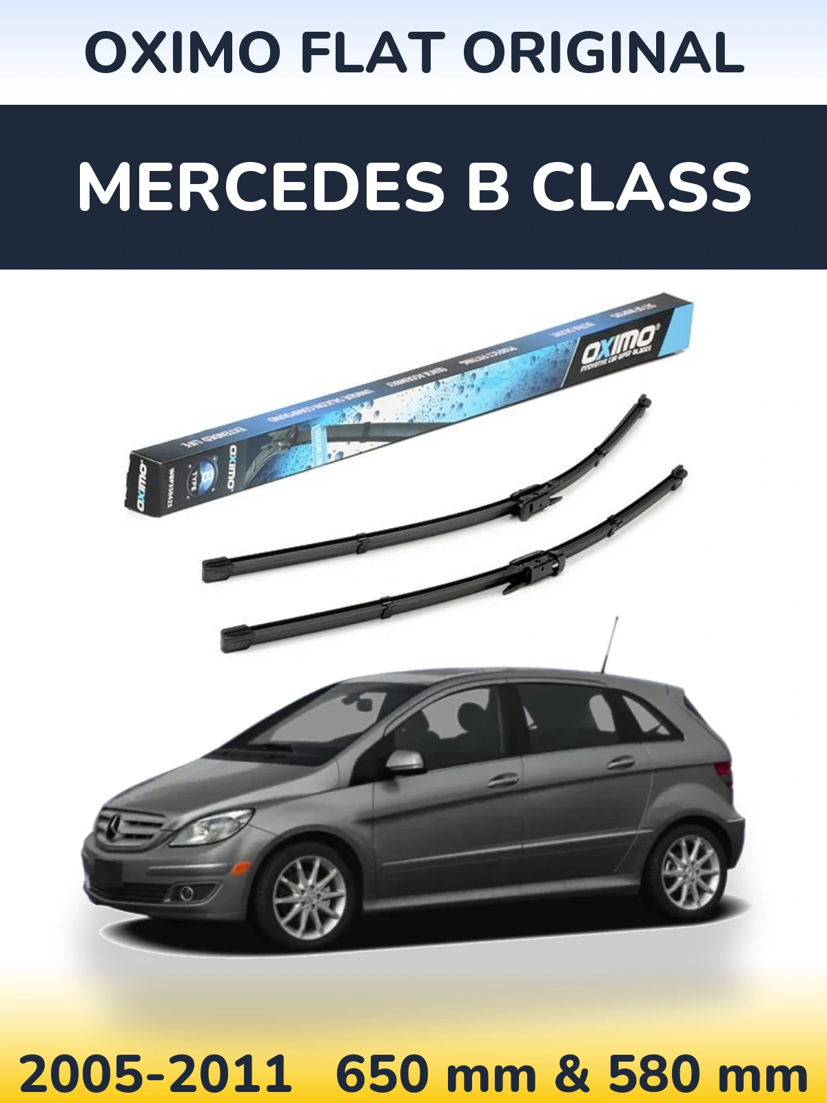 Front wiper blade set Oximo Flat Original 650 & 580 мм for Mercedes B Class 2005-2011