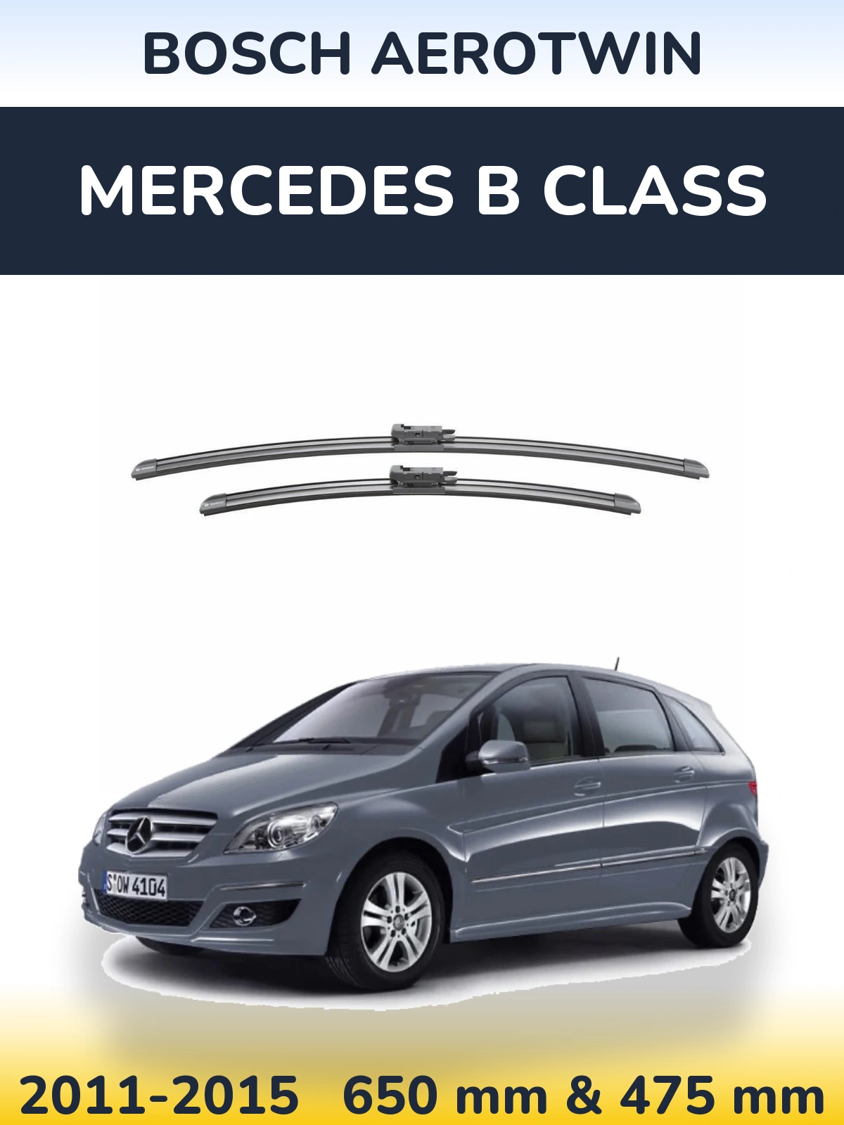 Front wiper blade set BOSCH AeroTwin 650 & 475 мм for Mercedes B Class 2011-2015