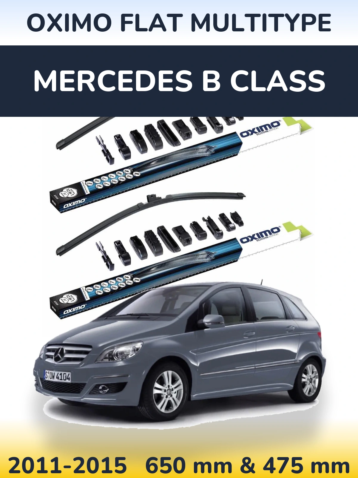 Komplet przednich wycieraczek Oximo Flat MultiType 650 & 475 mm do Mercedes Klasa B 2011-2015