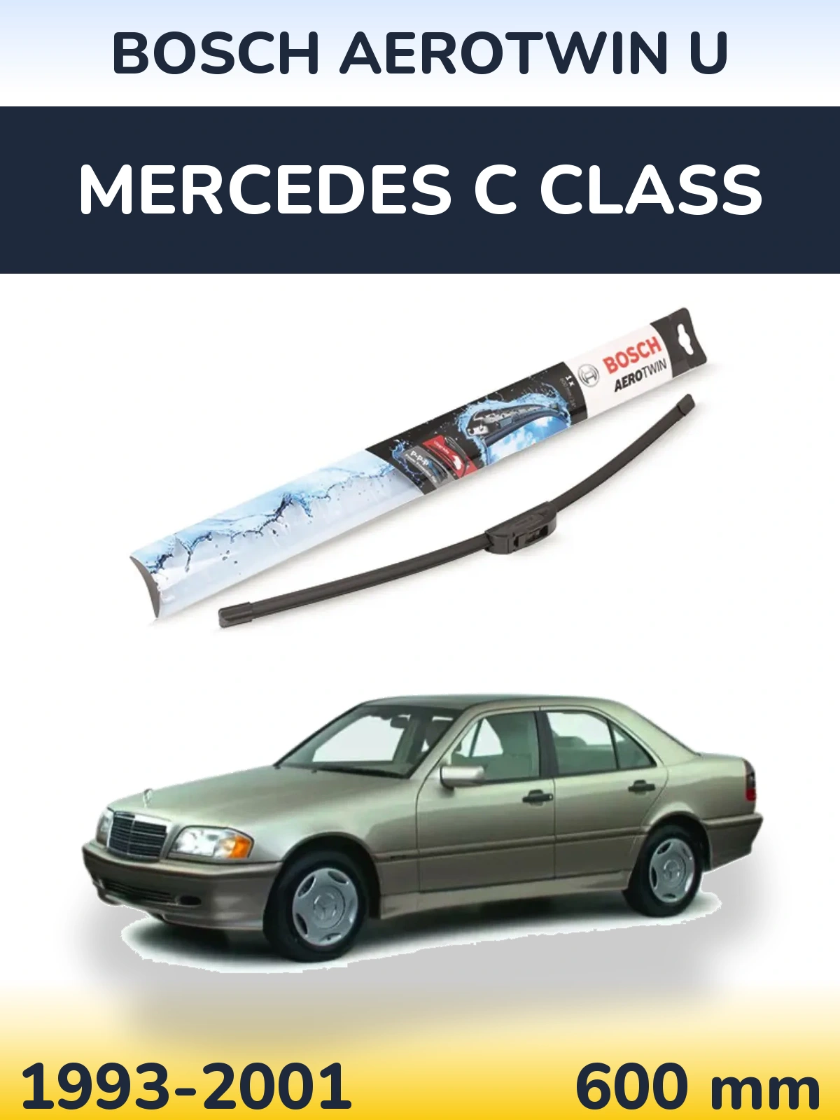 Передний дворник BOSCH AeroTwin U 600 мм для Mercedes C Class 1993-2001