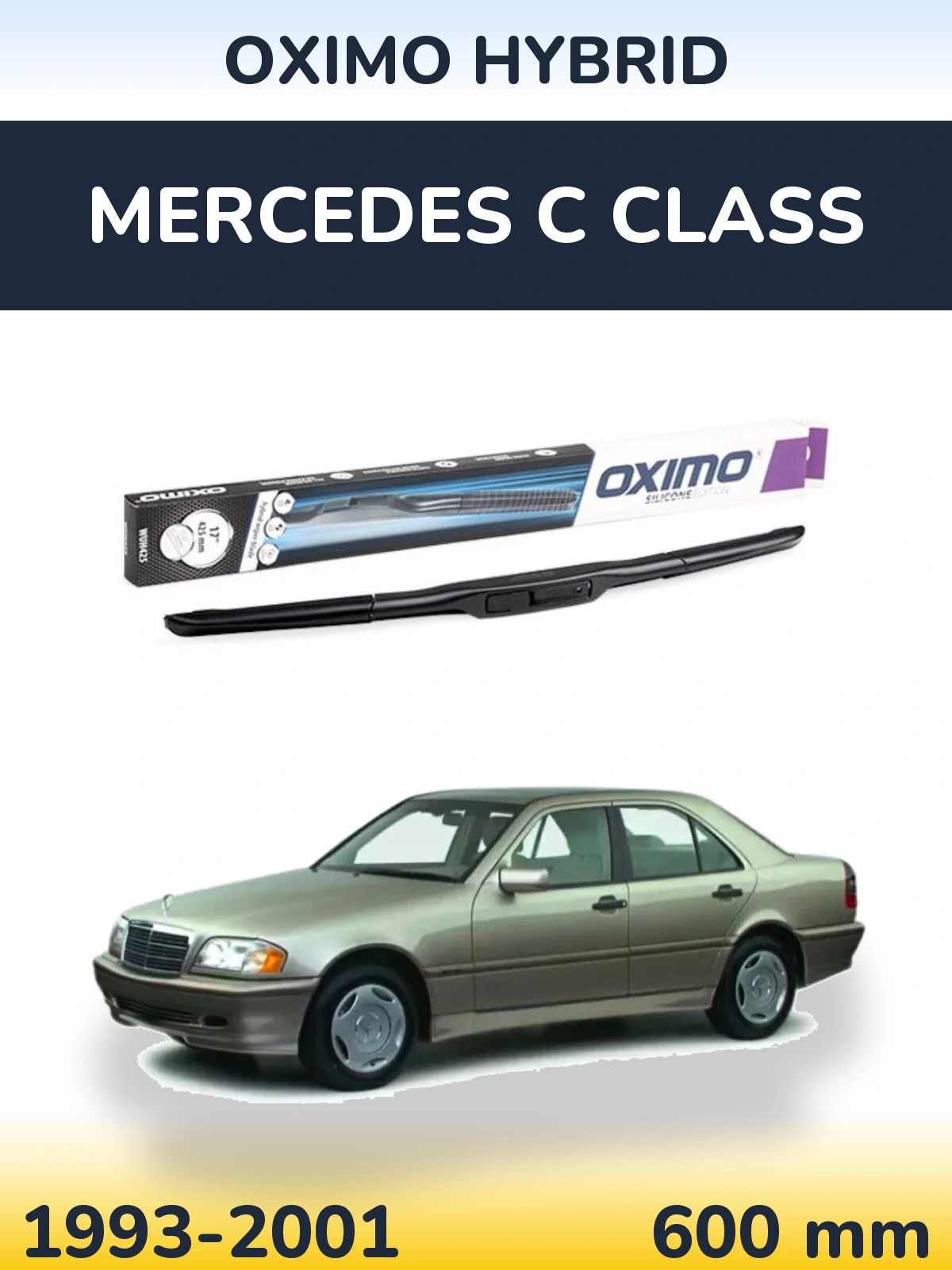 Front wiper blade Oximo Hybrid 600 mm for Mercedes C Class 1993-2001