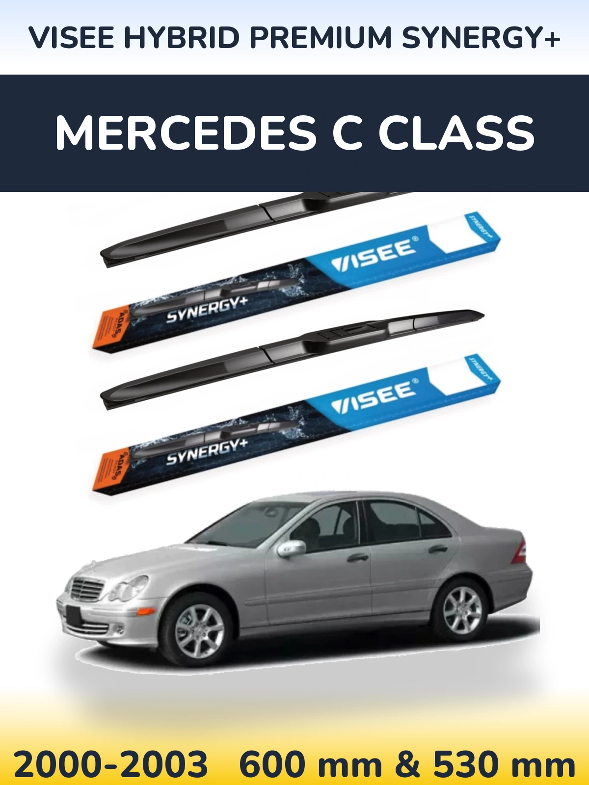 Комплект передних дворников VISEE HYBRID PREMIUM SYNERGY+ 600 & 530 мм для Mercedes C Class 2000-2003