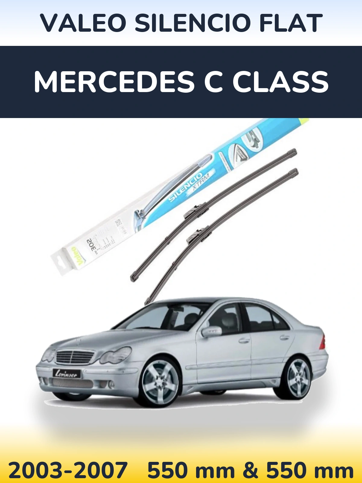 Комплект передніх щіток Valeo Silencio Flat 550 & 550 мм для Mercedes C Class 2003-2007