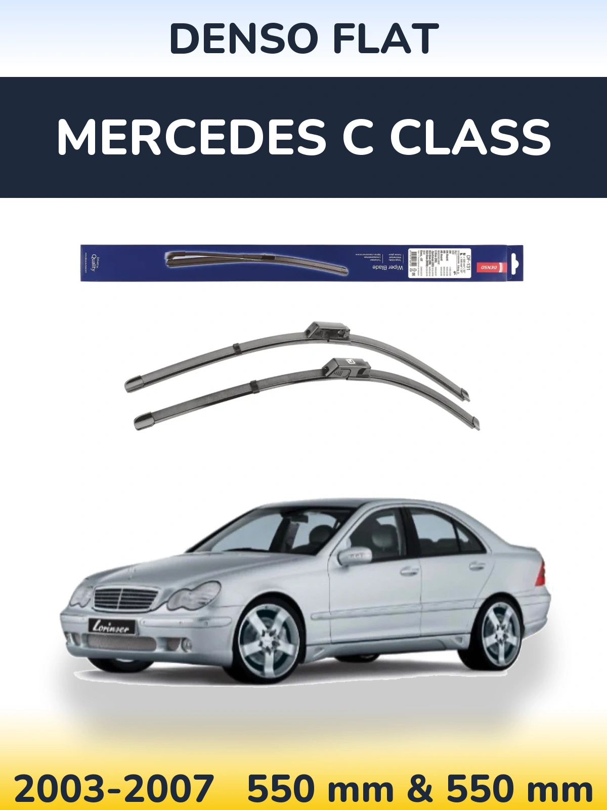 Front wiper blade set Denso Flat 550 & 550 мм for Mercedes C Class 2003-2007