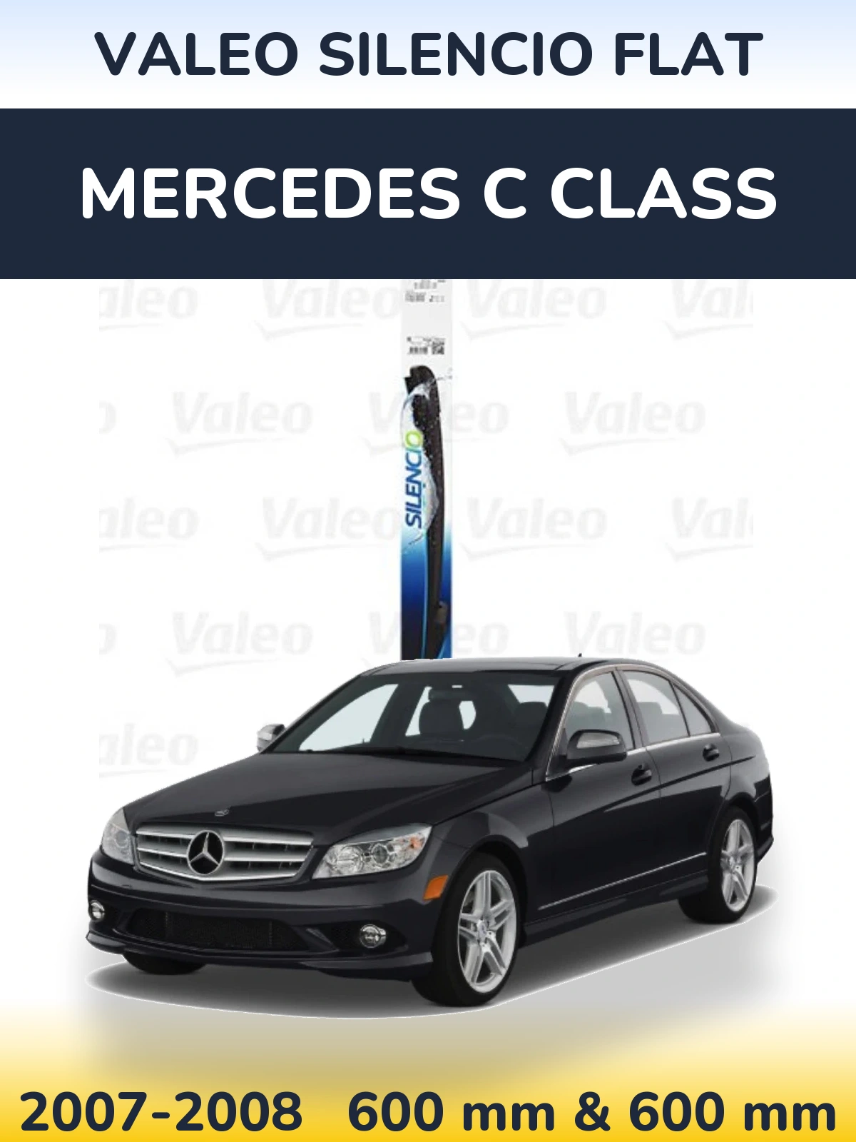 Komplet przednich wycieraczek Valeo Silencio Flat 600 & 600 mm do Mercedes Klasa C 2007-2008