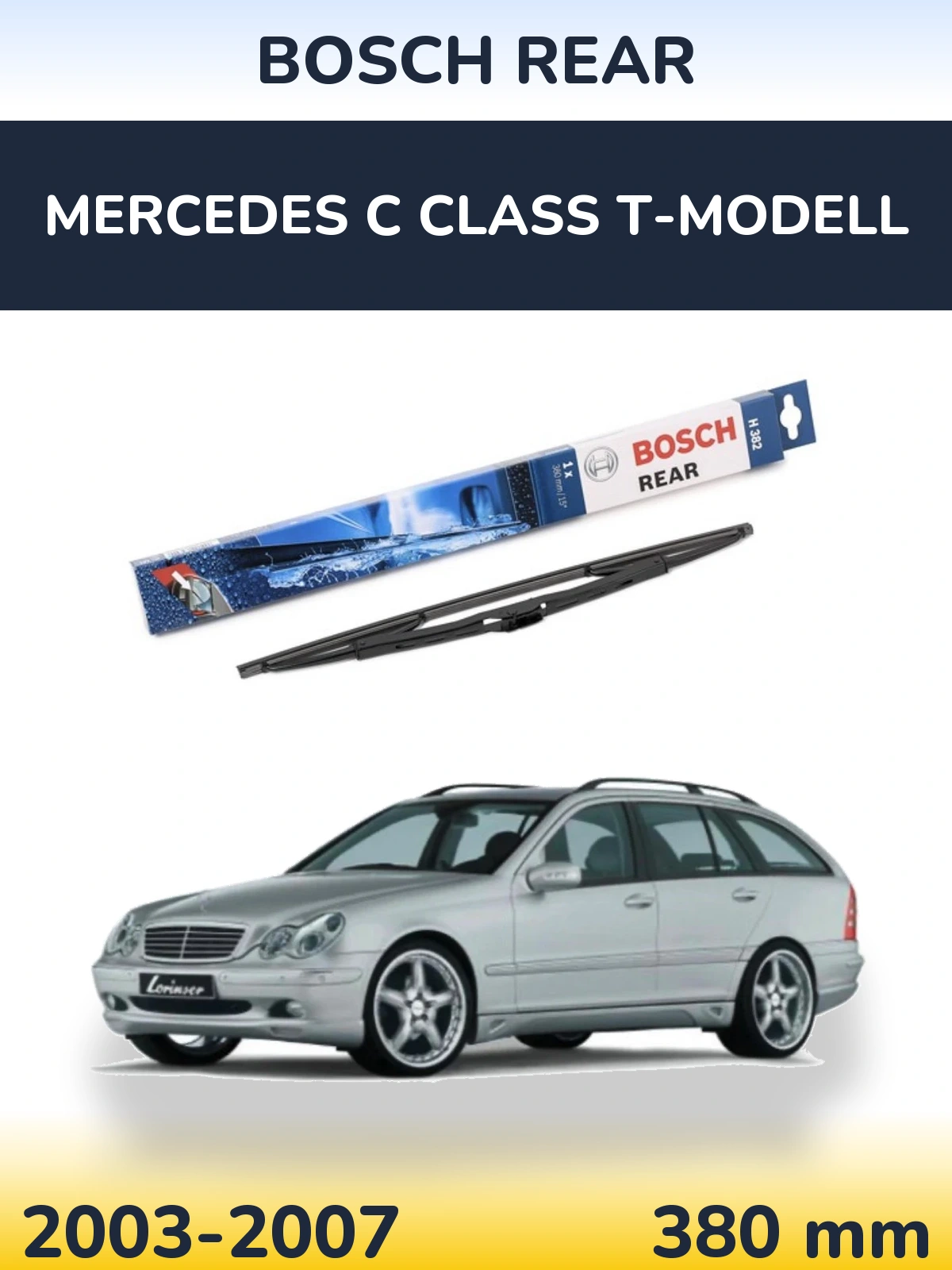Rear wiper blade BOSCH Rear 380 mm for Mercedes C Class T-Modell 2003-2007