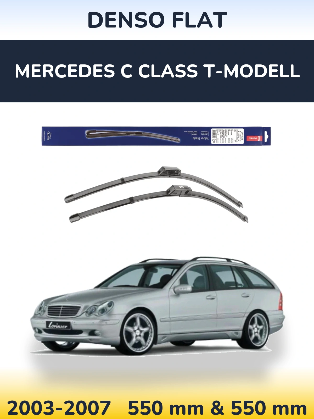 Комплект передних дворников Denso Flat 550 & 550 мм для Mercedes C Class T-Модельl 2003-2007