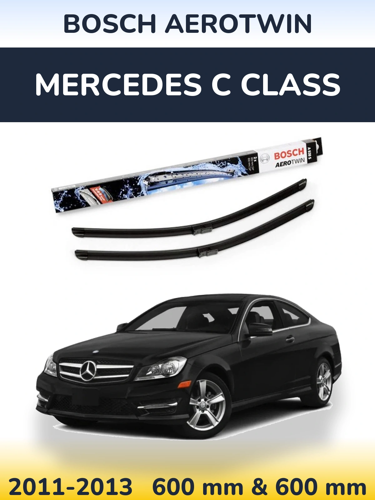 Komplet przednich wycieraczek BOSCH AeroTwin 600 & 600 mm do Mercedes Klasa C 2011-2013