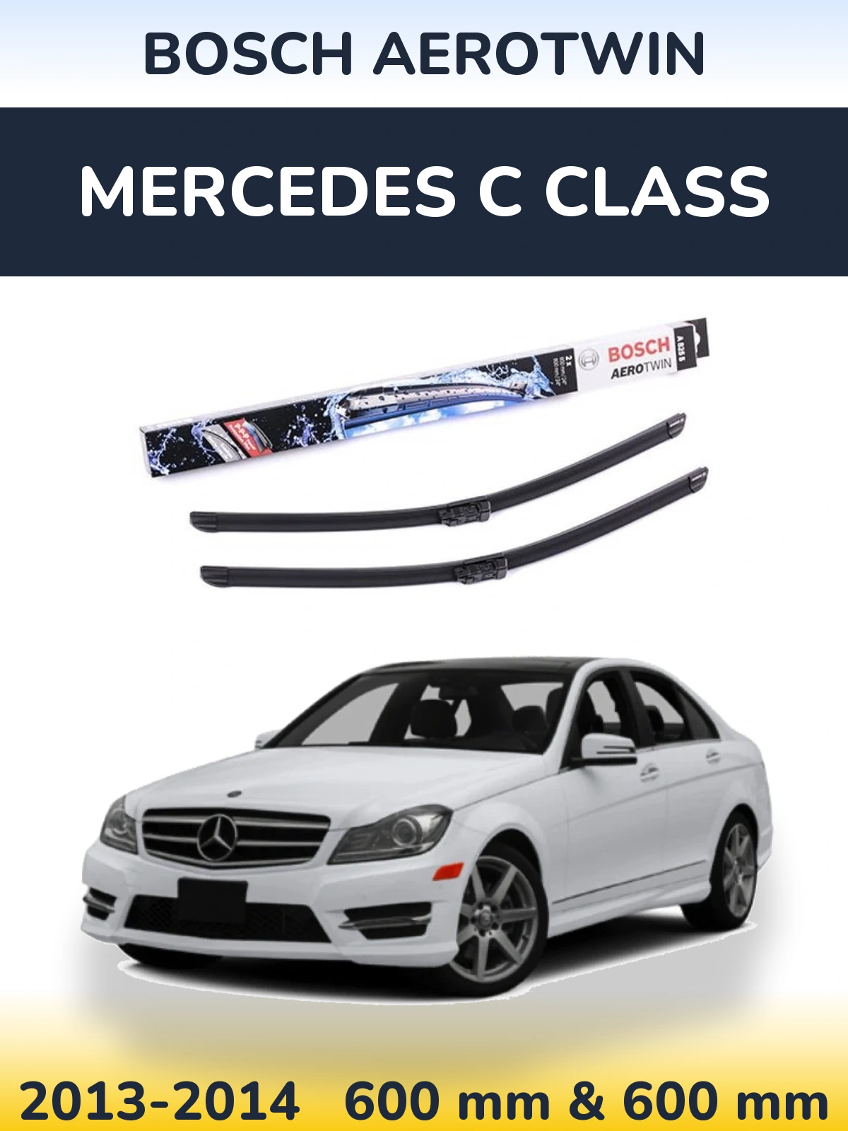 Front wiper blade set BOSCH AeroTwin 600 & 600 мм for Mercedes C Class 2013-2014
