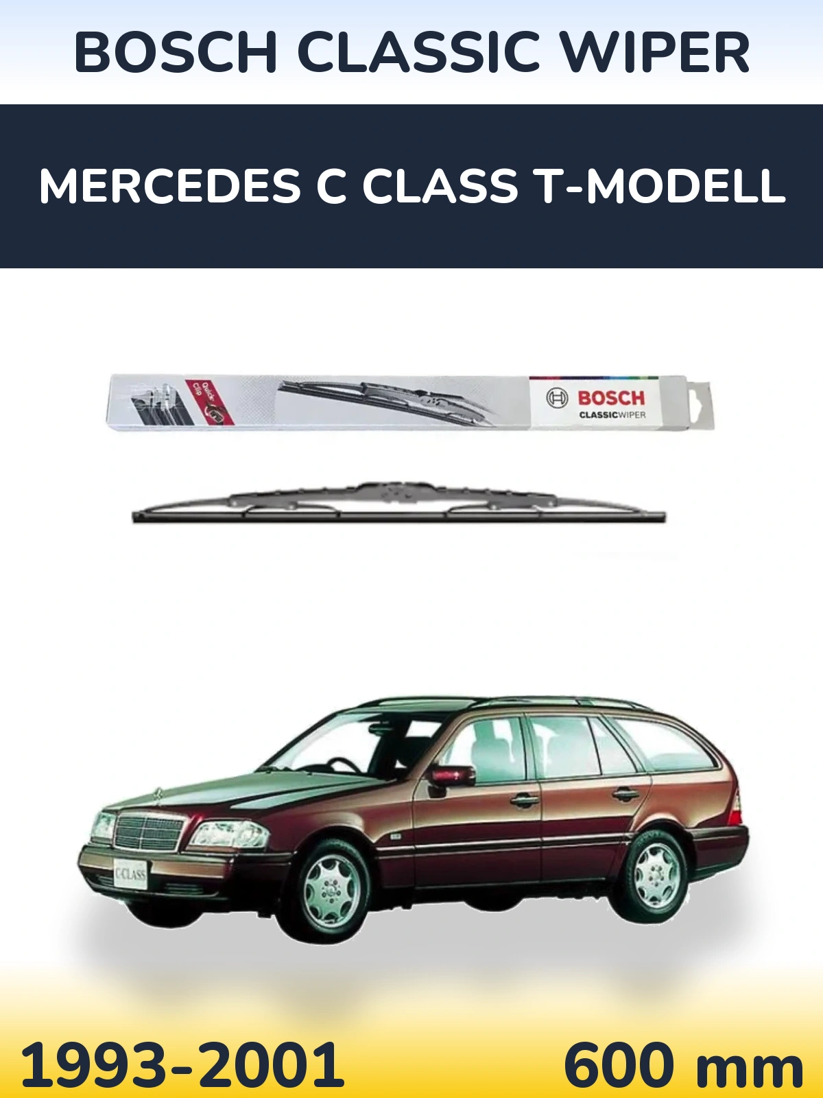 Передний дворник BOSCH Classic Wiper 600 мм для Mercedes C Class T-Модельl 1993-2001