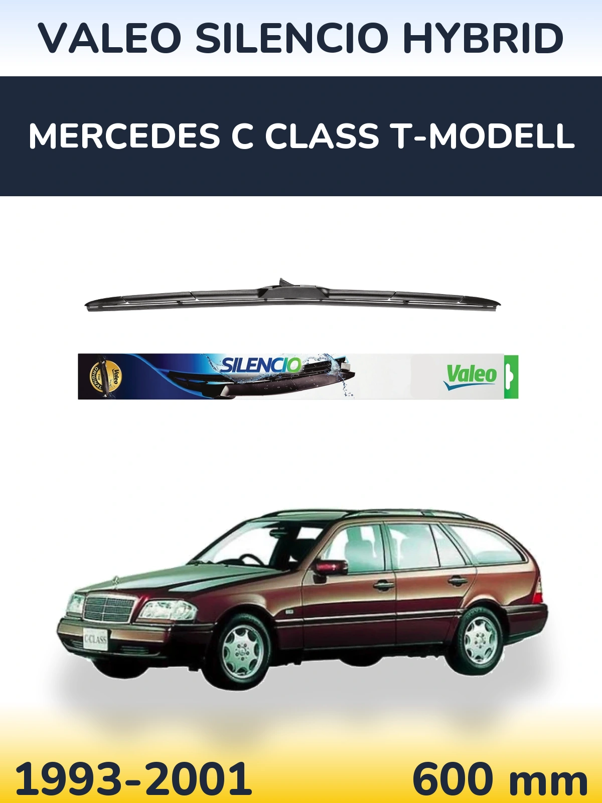 Przednia wycieraczka Valeo Silencio Hybrid 600 mm do Mercedes Klasa C T-Modell 1993-2001