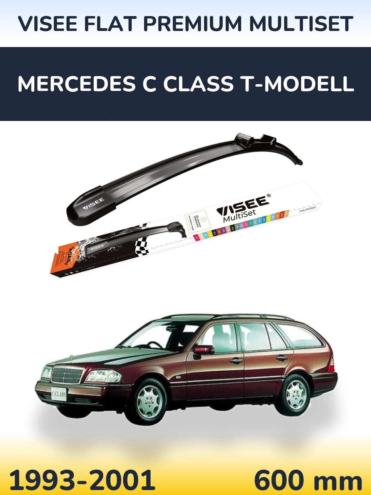 Przednia wycieraczka VISEE FLAT PREMIUM MultiSet 600 mm do Mercedes Klasa C T-Modell 1993-2001