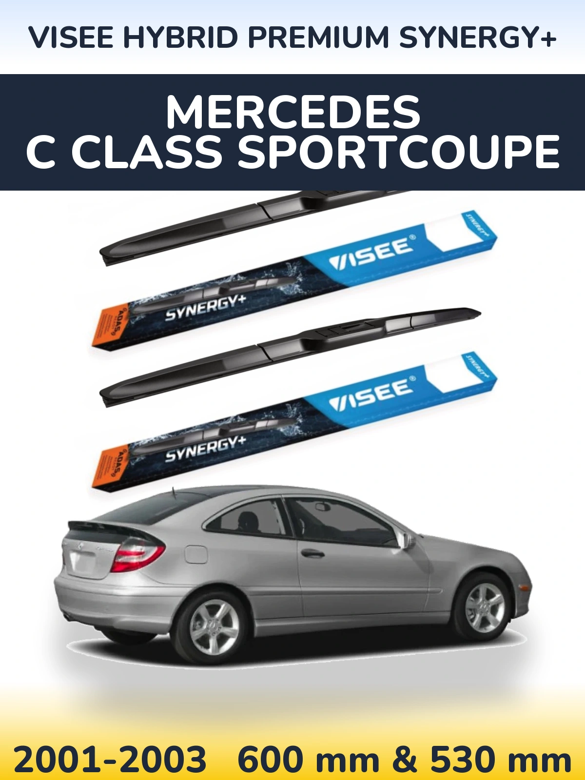 Комплект передніх щіток VISEE HYBRID PREMIUM SYNERGY+ 600 & 530 мм для Mercedes C Class Sportcoupe 2001-2003