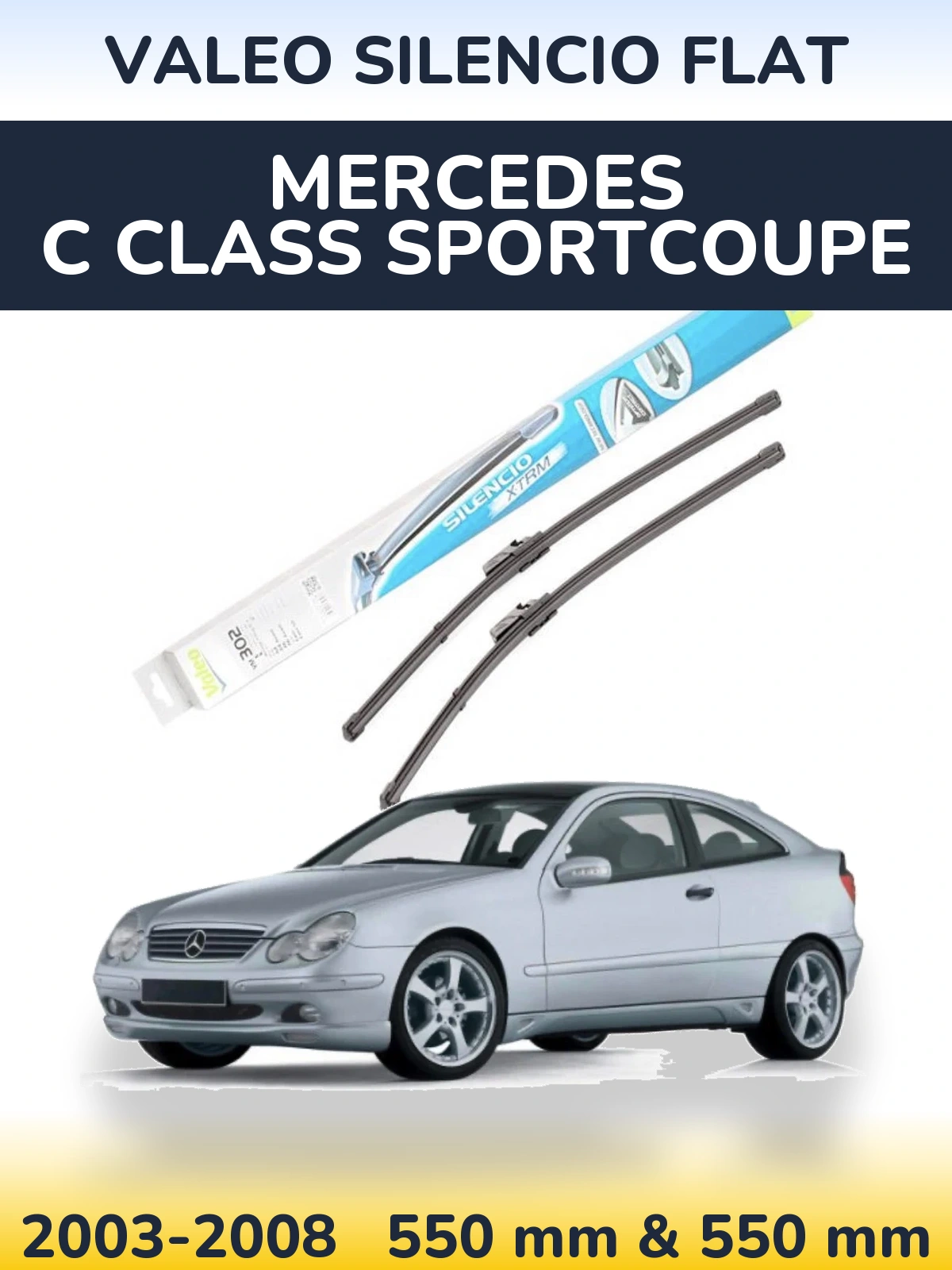 Комплект передніх щіток Valeo Silencio Flat 550 & 550 мм для Mercedes C Class Sportcoupe 2003-2008