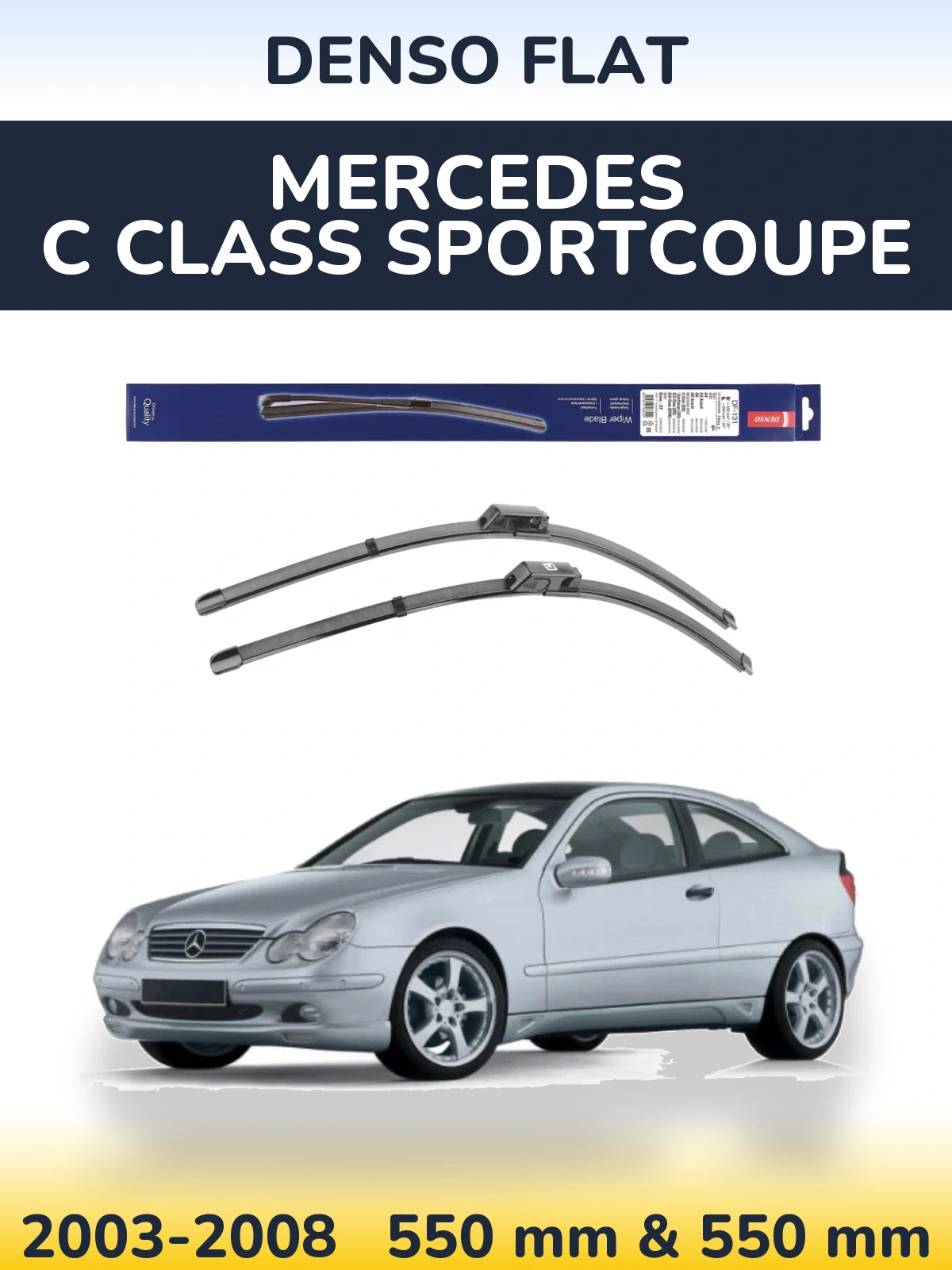 Front wiper blade set Denso Flat 550 & 550 мм for Mercedes C Class Sportcoupe 2003-2008