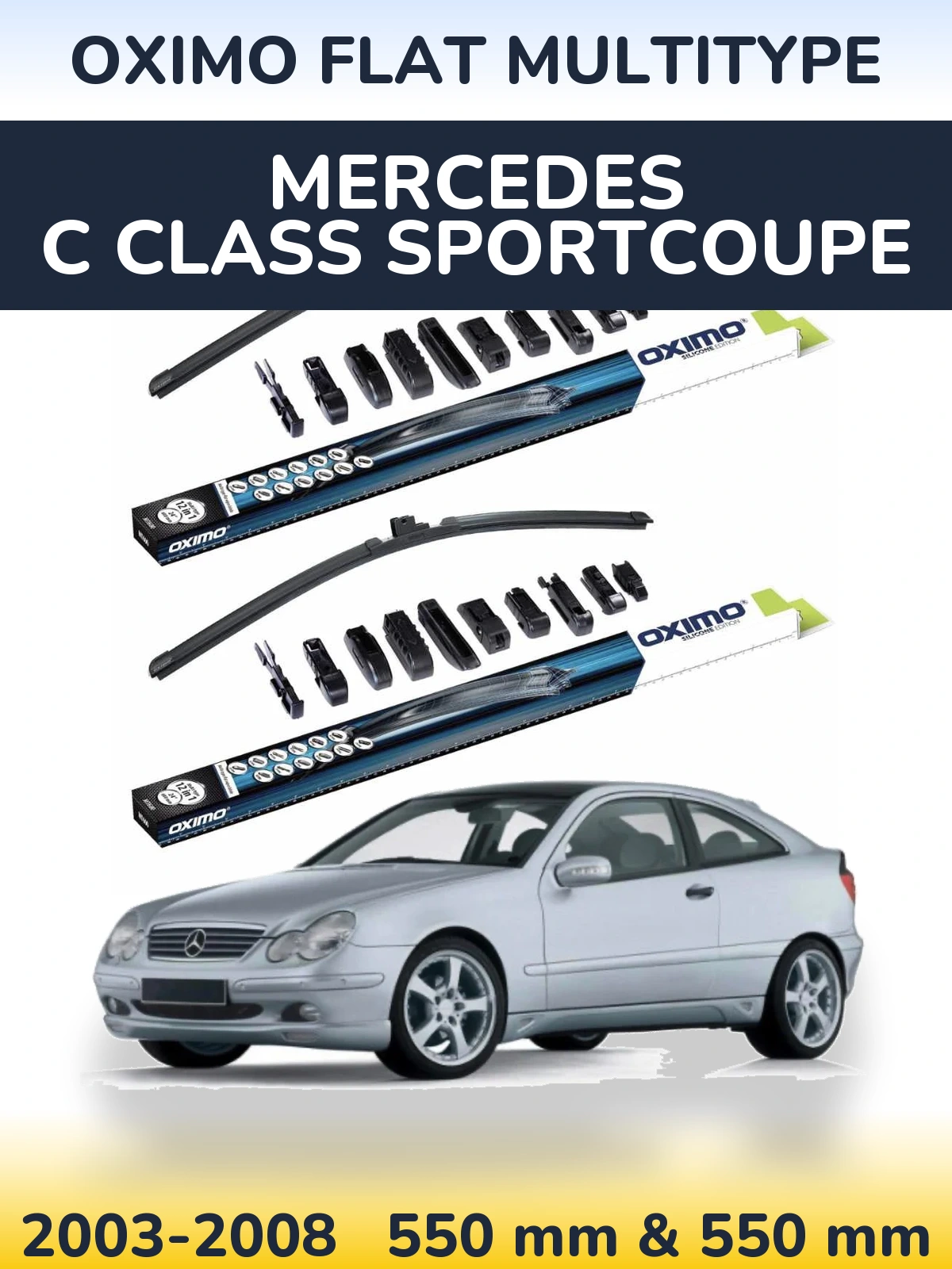 Комплект передних дворников Oximo Flat MultiТипe 550 & 550 мм для Mercedes C Class Sportcoupe 2003-2008