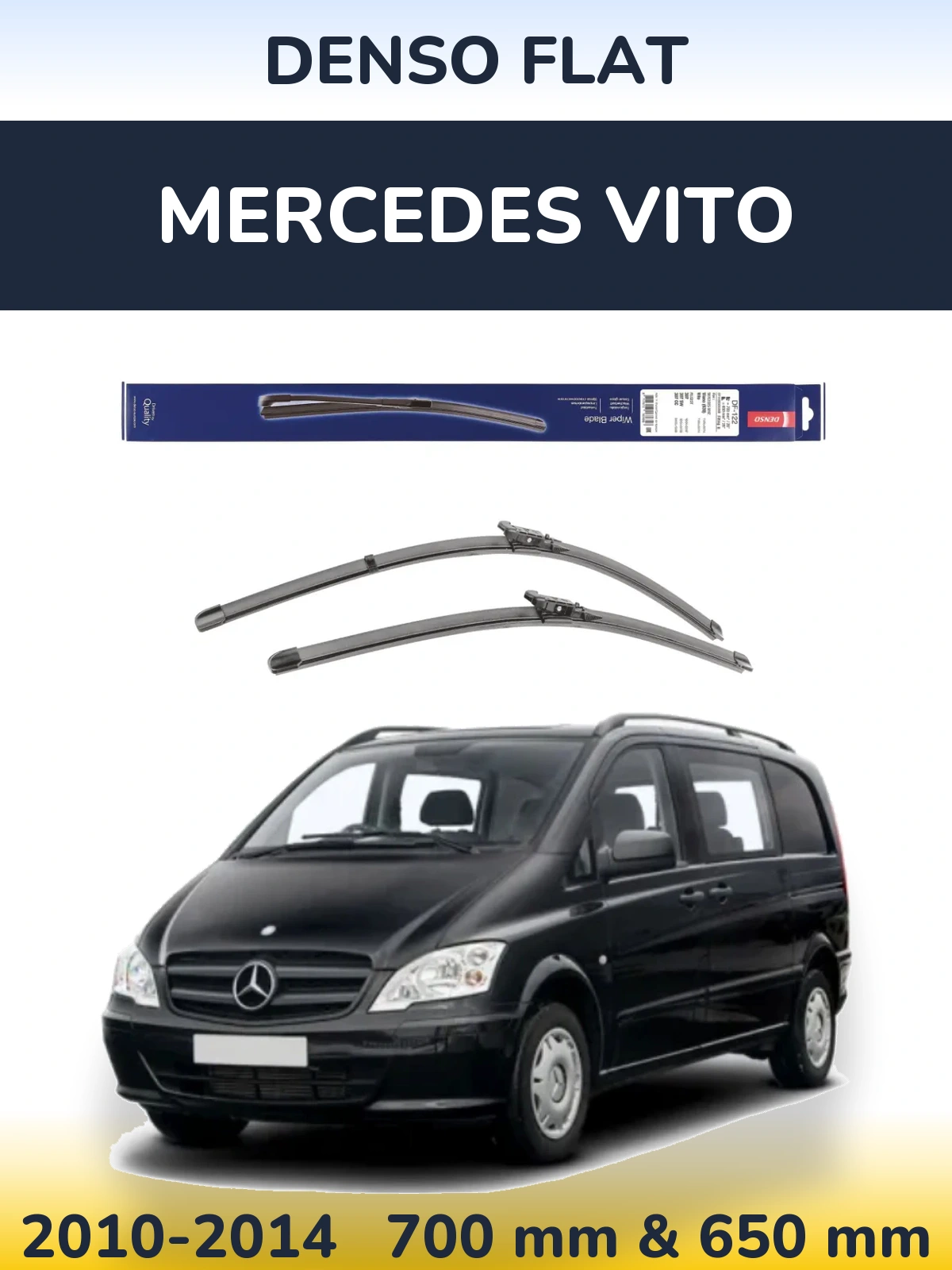 Front wiper blade set Denso Flat 700 & 650 мм for Mercedes Vito 2010-2014