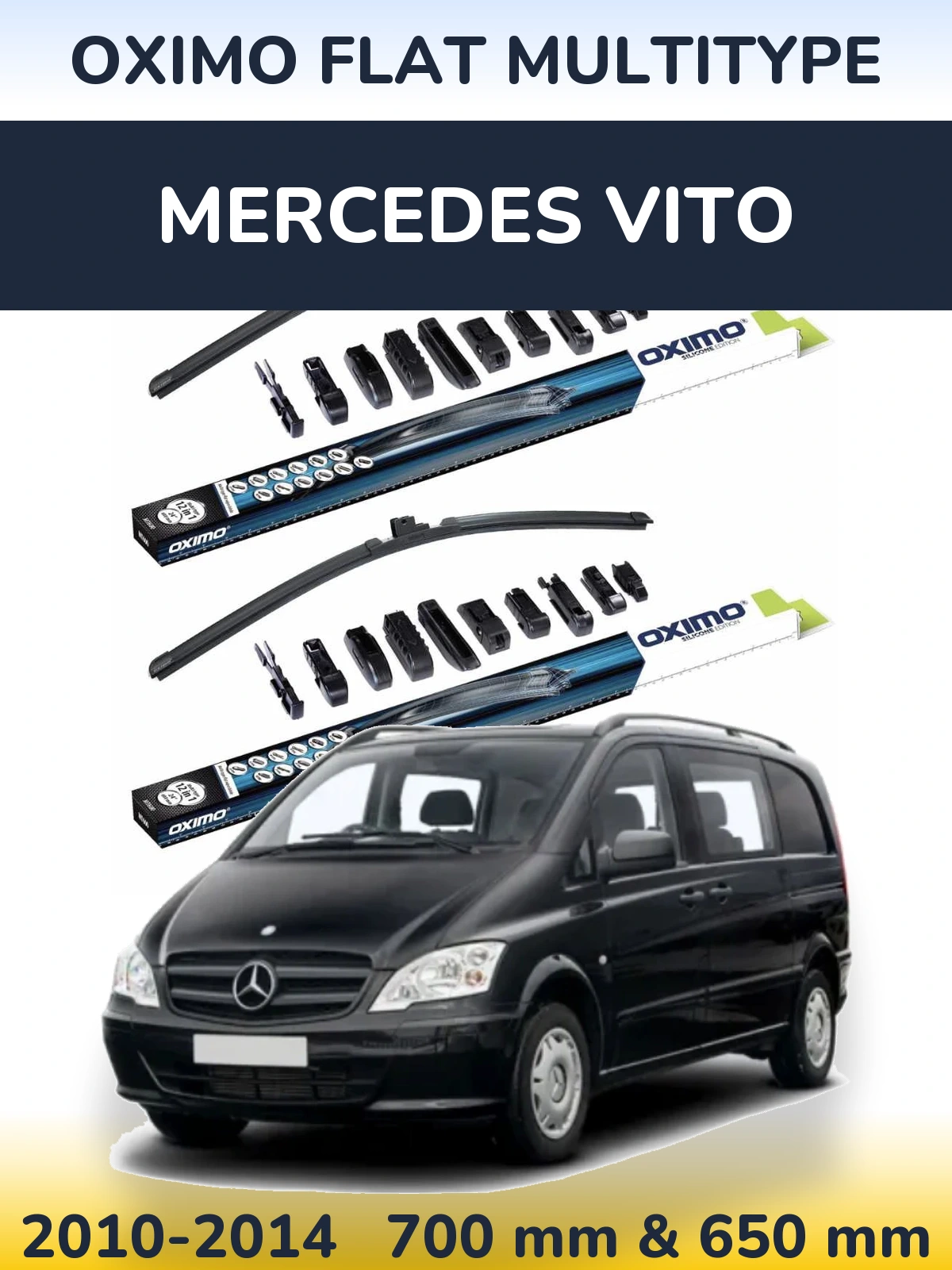 Комплект передних дворников Oximo Flat MultiТипe 700 & 650 мм для Mercedes Vito 2010-2014