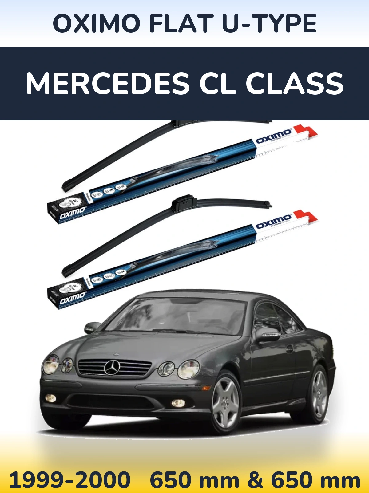 Комплект передніх щіток Oximo Flat U-type 650 & 650 мм для Mercedes CL Class 1999-2000