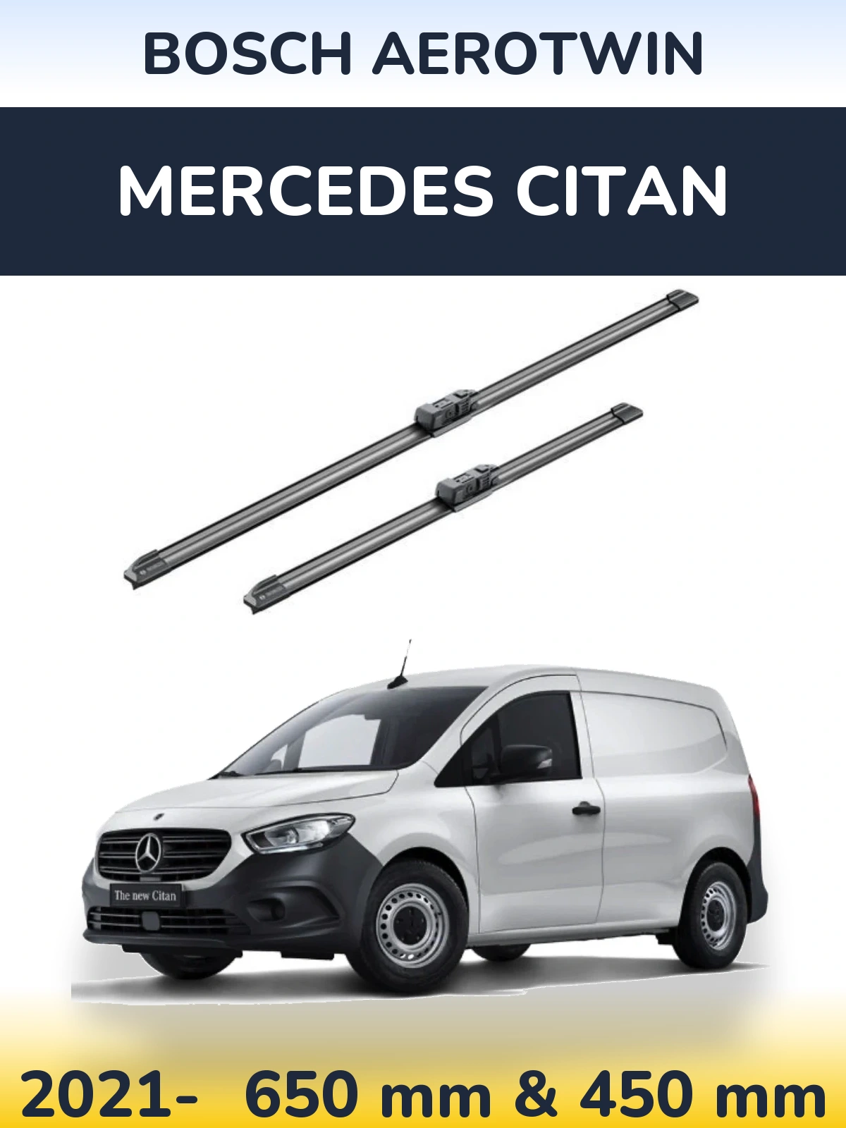 Комплект передних дворников BOSCH AeroTwin 650 & 450 мм для Mercedes Citan 2021-2026