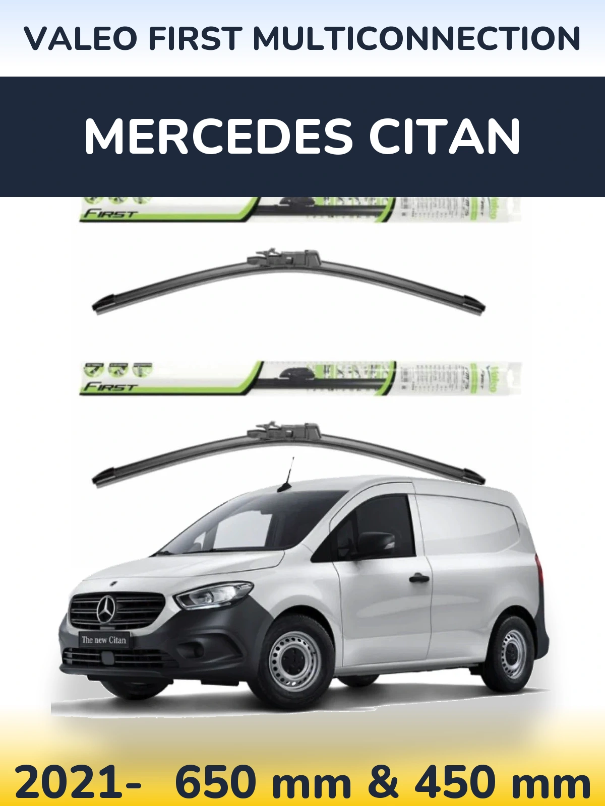 Комплект передних дворников Valeo First MultiConnection 650 & 450 мм для Mercedes Citan 2021-2026