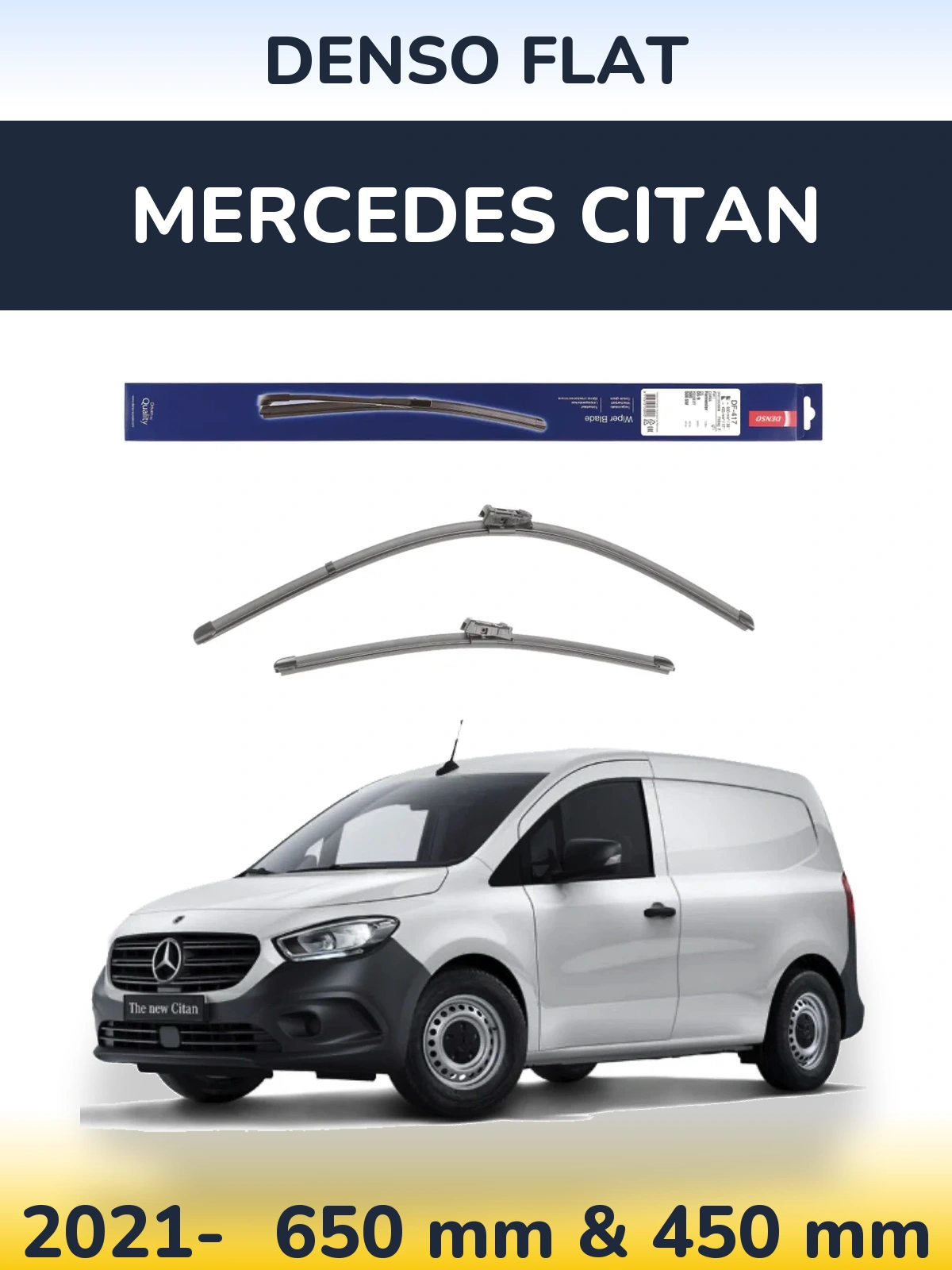 Комплект передних дворников Denso Flat 650 & 450 мм для Mercedes Citan 2021-2026