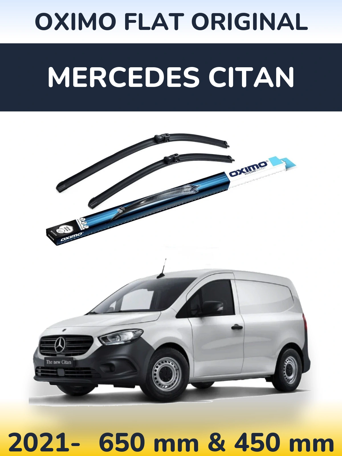 Комплект передних дворников Oximo Flat Original 650 & 450 мм для Mercedes Citan 2021-2026