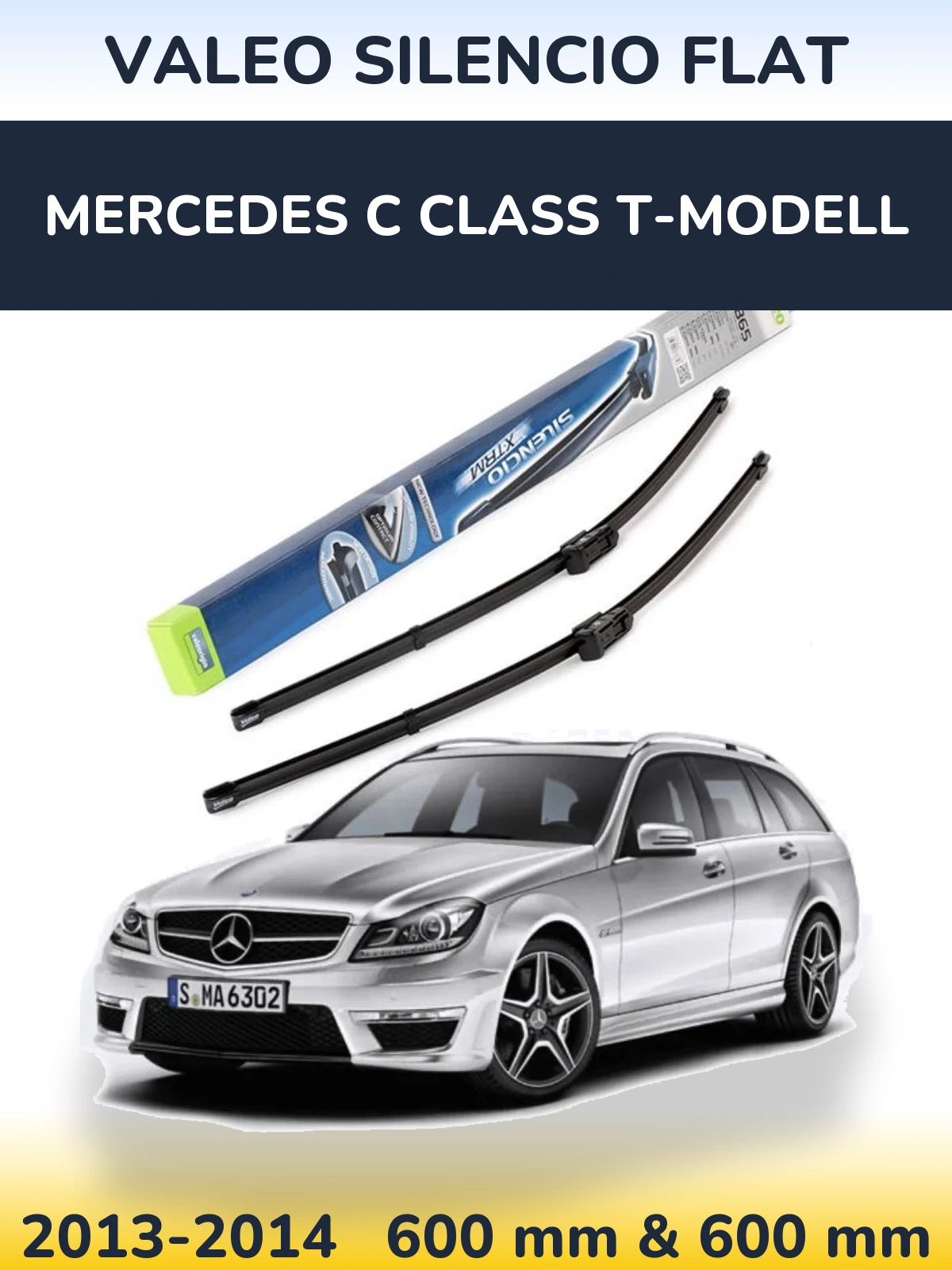 Комплект передніх щіток Valeo Silencio Flat 600 & 600 мм для Mercedes C Class T-Модельl 2013-2014