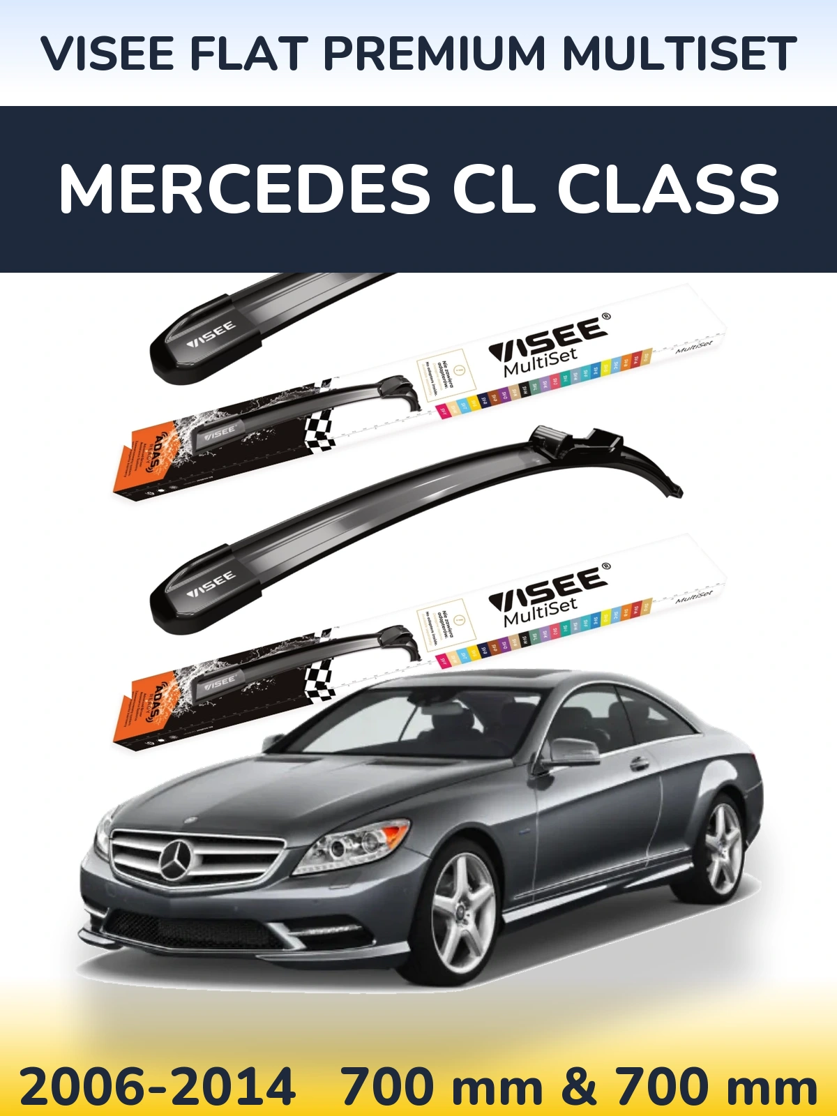 Front wiper blade set VISEE FLAT PREMIUM MultiSet 700 & 700 мм for Mercedes CL Class 2006-2014