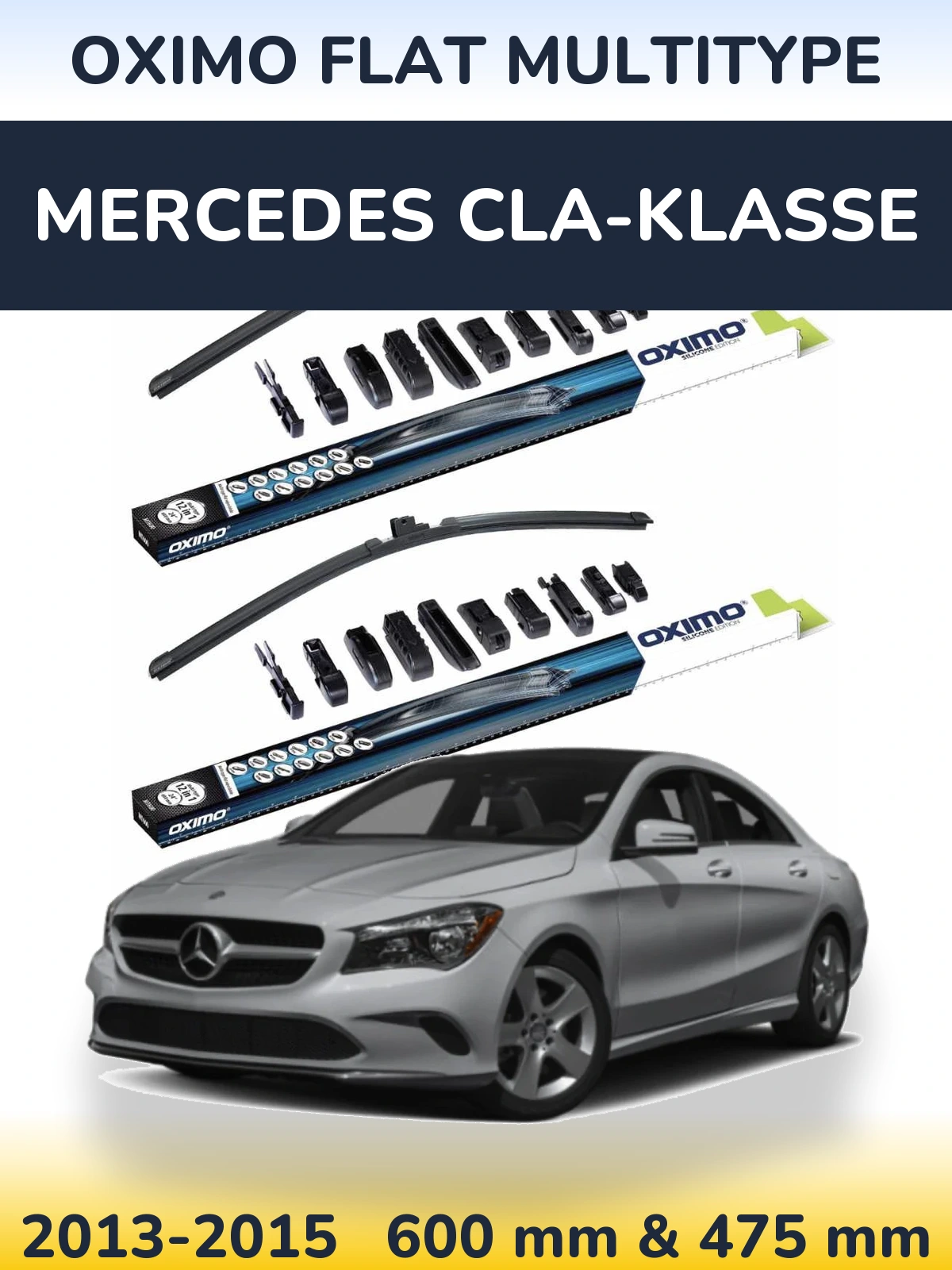 Front wiper blade set Oximo Flat MultiTypee 600 & 475 мм for Mercedes CLA-Klasse 2013-2015