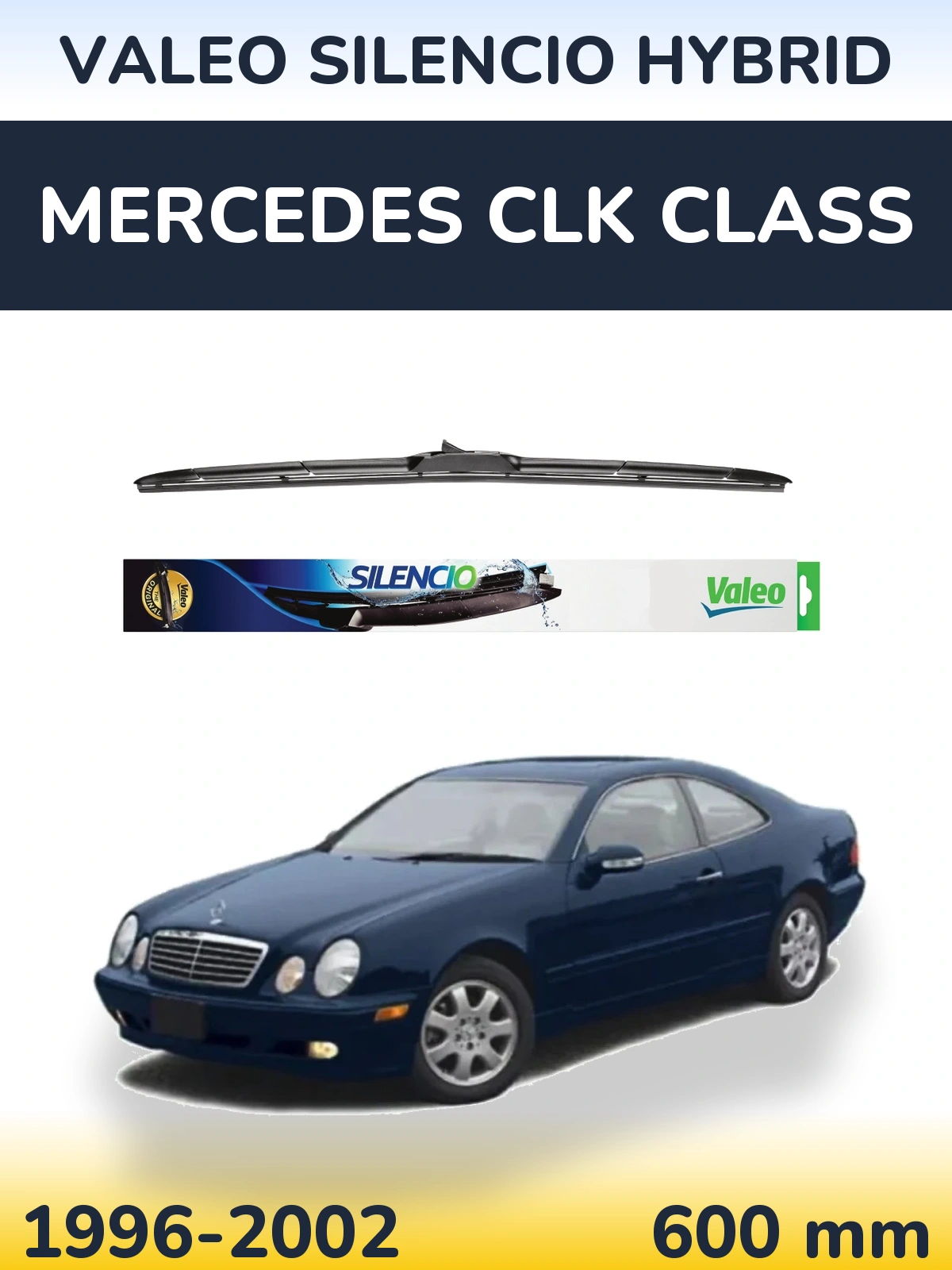 Front wiper blade Valeo Silencio Hybrid 600 мм for Mercedes CLK Class 1996-2002
