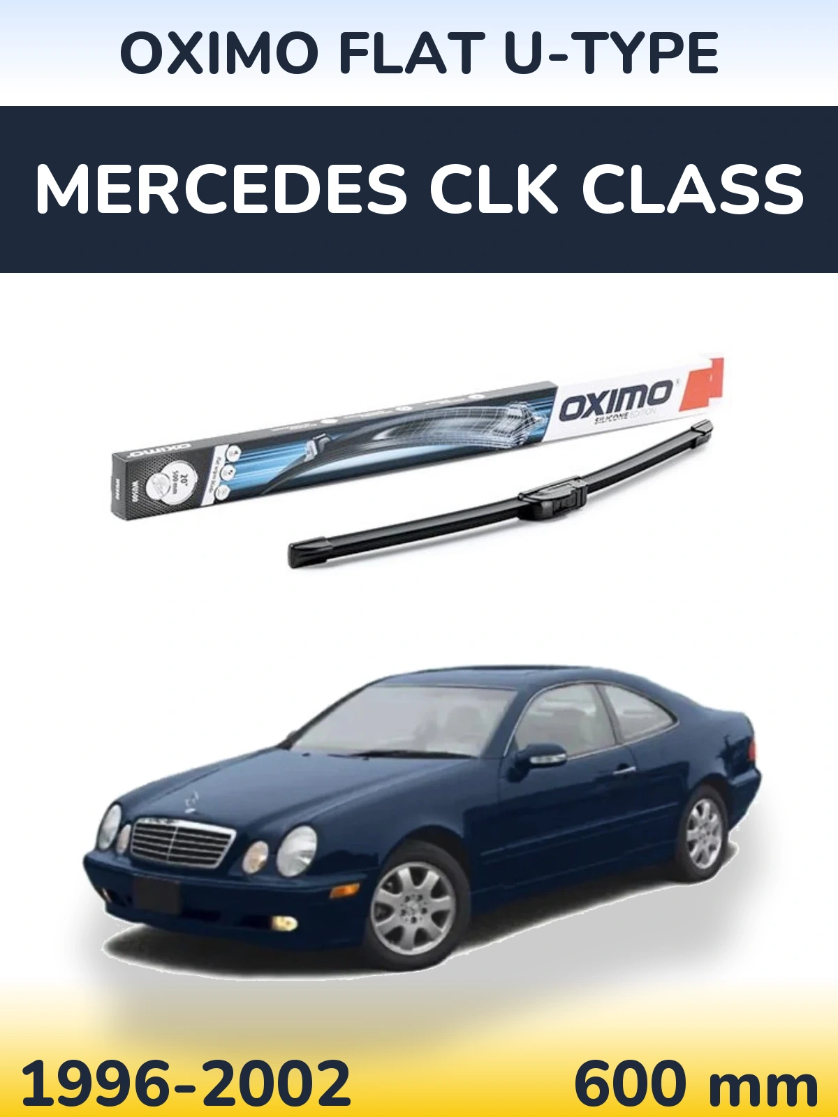 Передний дворник Oximo Flat U-type 600 мм для Mercedes CLK Class 1996-2002
