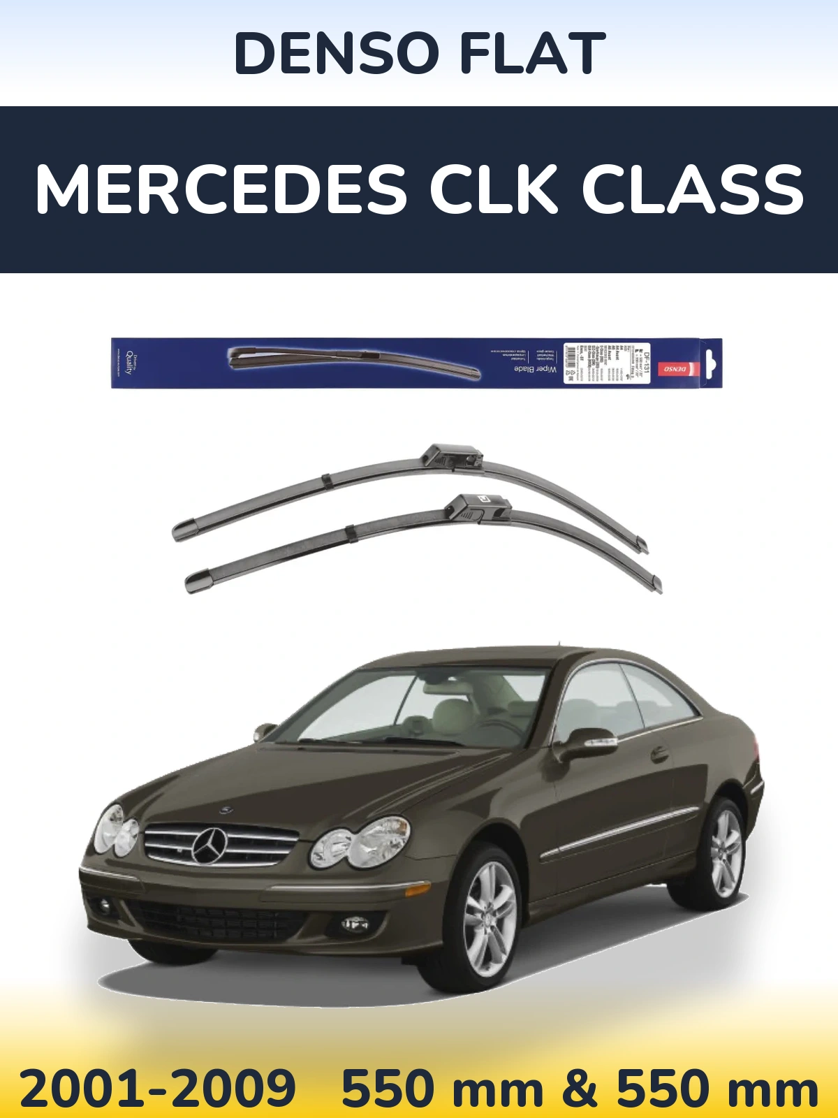 Front wiper blade set Denso Flat 550 & 550 мм for Mercedes CLK Class 2001-2009