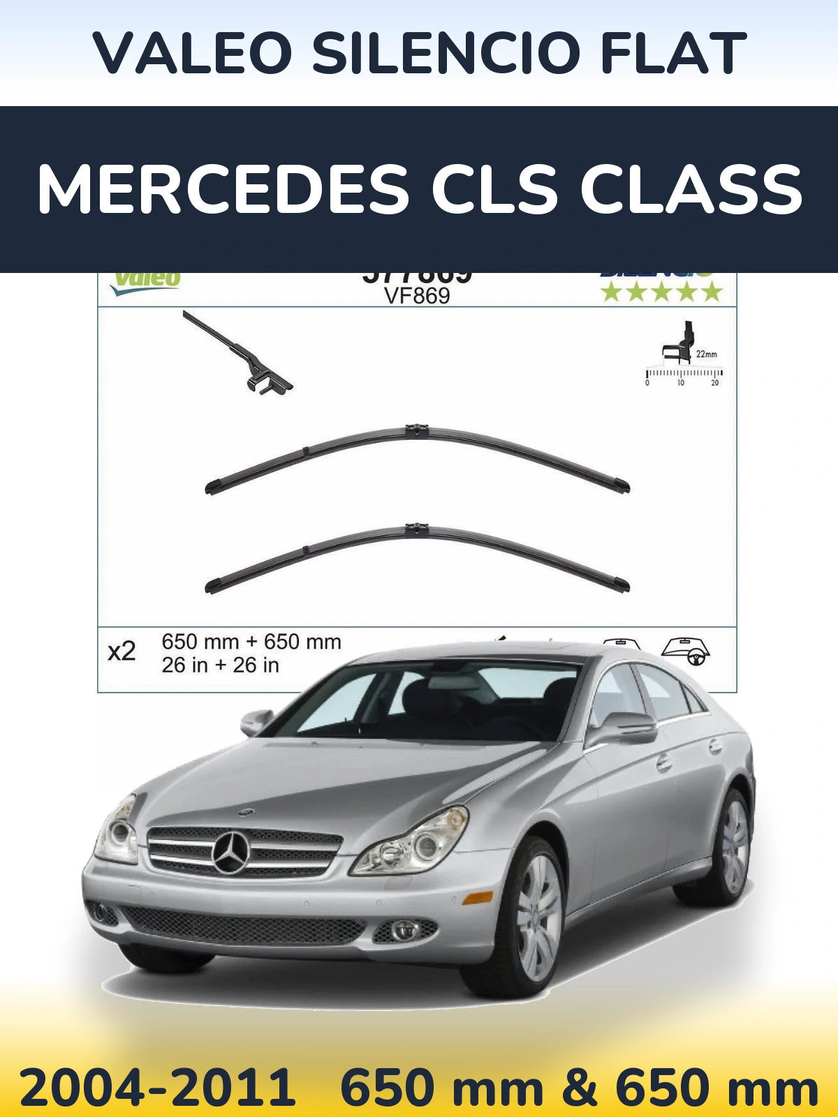 Комплект передніх щіток Valeo Silencio Flat 680 & 680 мм для Mercedes CLS Class 2004-2011