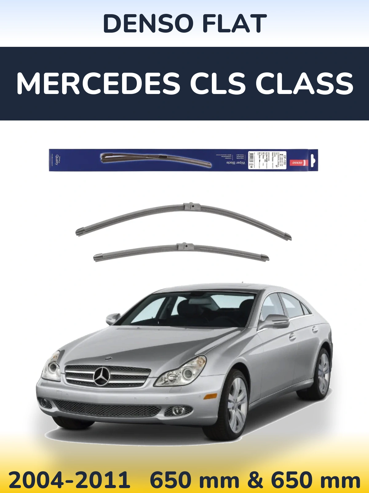 Front wiper blade set Denso Flat 650 & 650 мм for Mercedes CLS Class 2004-2011