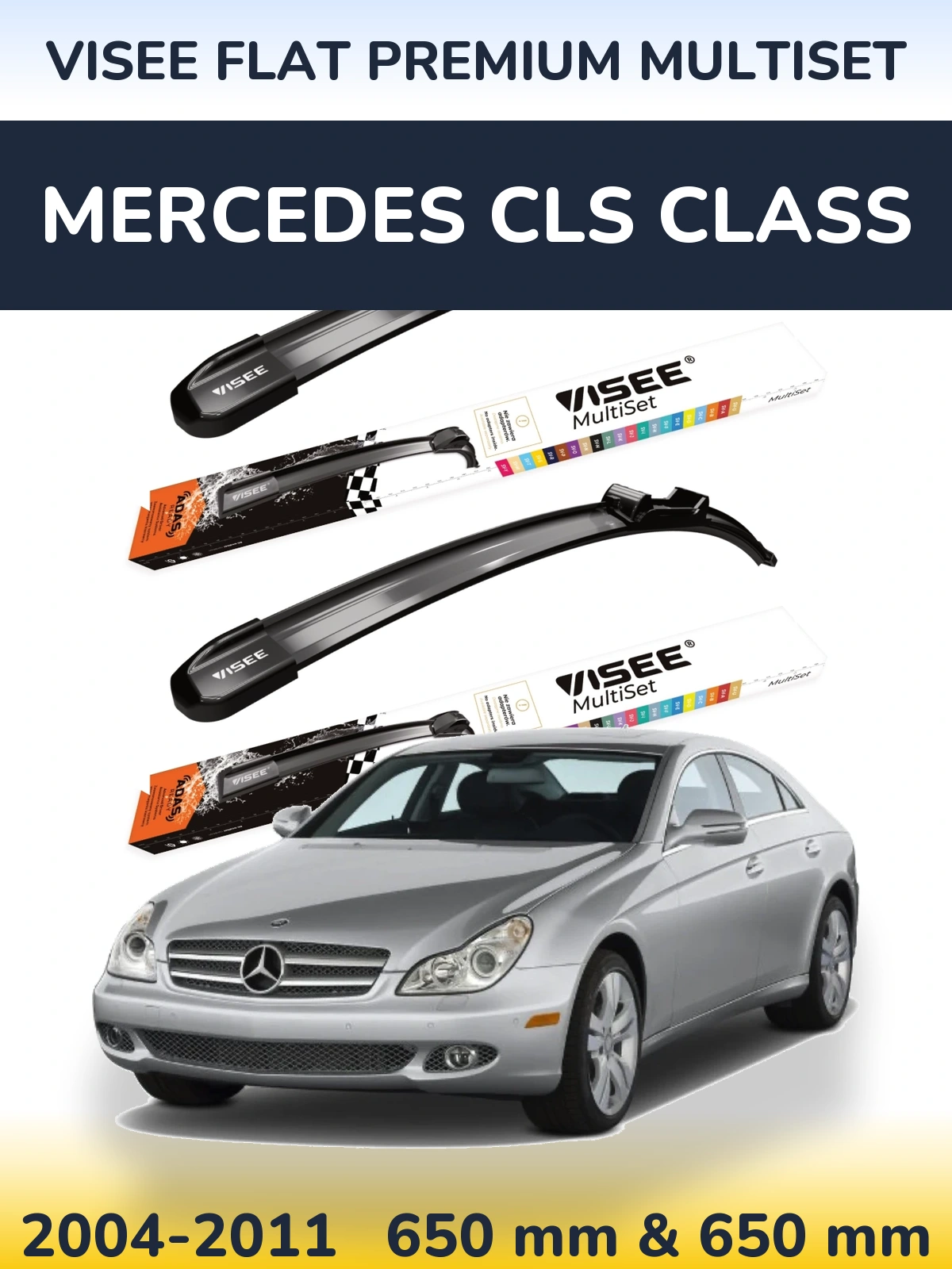 Front wiper blade set VISEE FLAT PREMIUM MultiSet 650 & 650 мм for Mercedes CLS Class 2004-2011