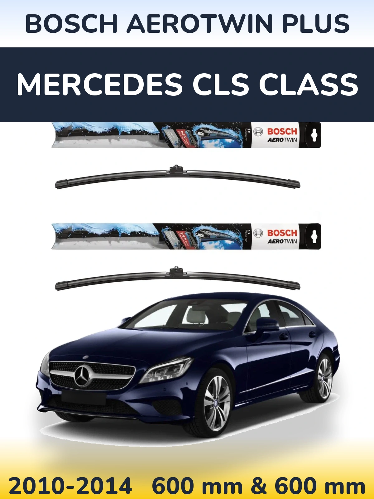 Front wiper blade set BOSCH AeroTwin Plus 600 & 600 мм for Mercedes CLS Class 2010-2014
