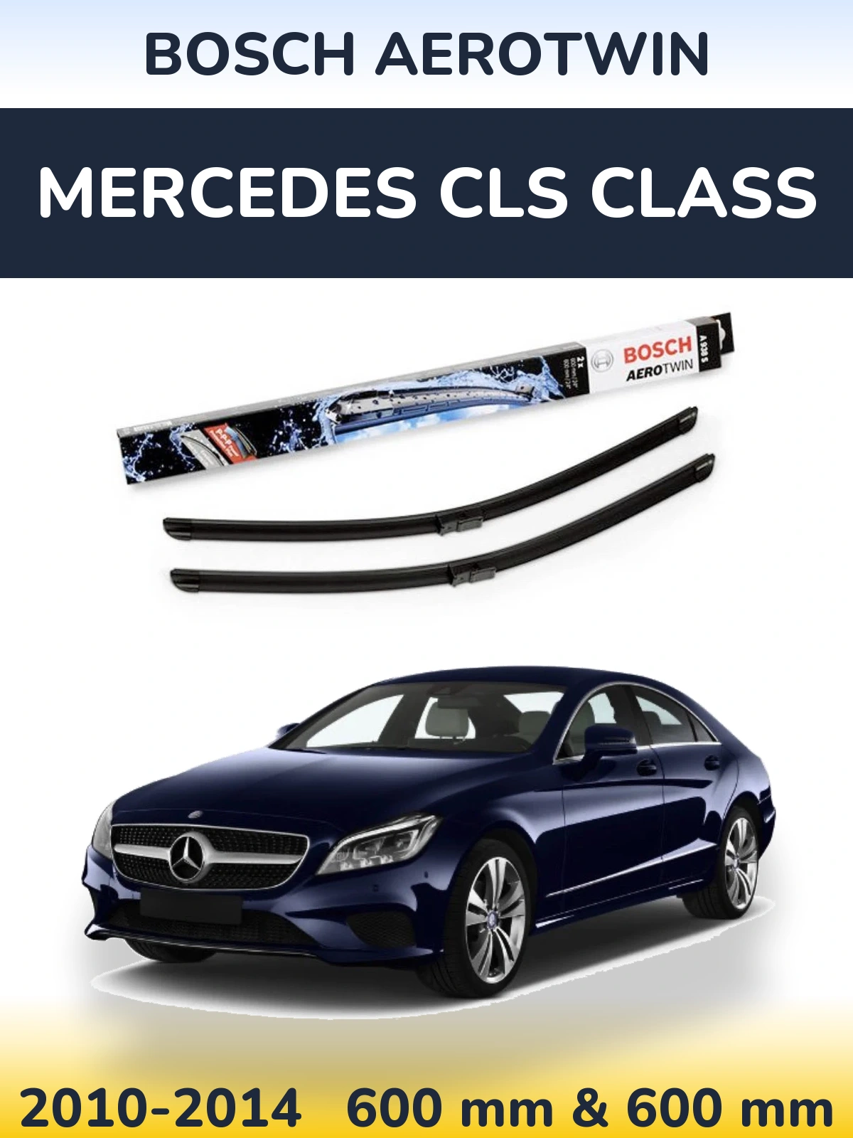 Front wiper blade set BOSCH AeroTwin 600 & 600 мм for Mercedes CLS Class 2010-2014
