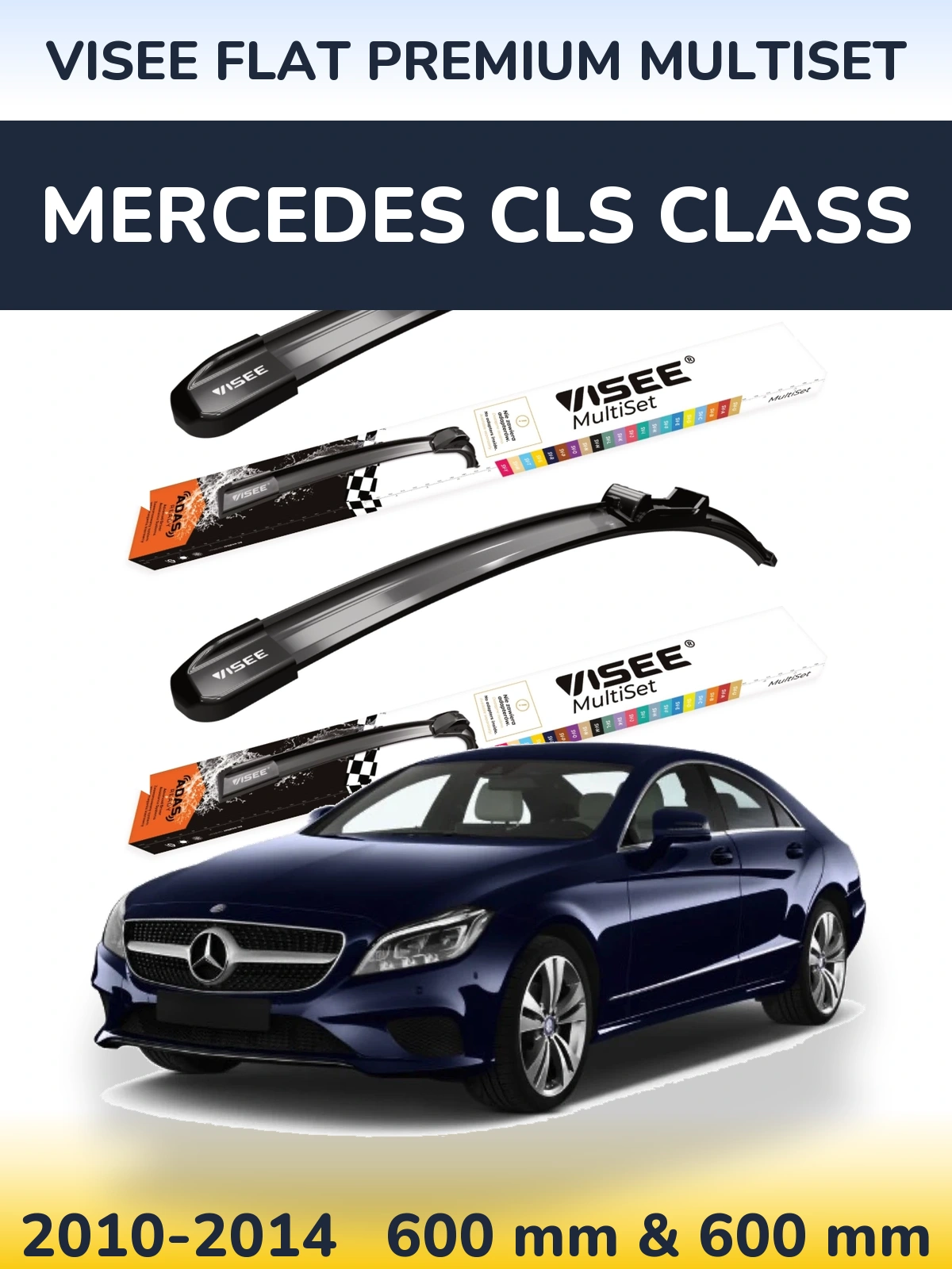Front wiper blade set VISEE FLAT PREMIUM MultiSet 600 & 600 мм for Mercedes CLS Class 2010-2014