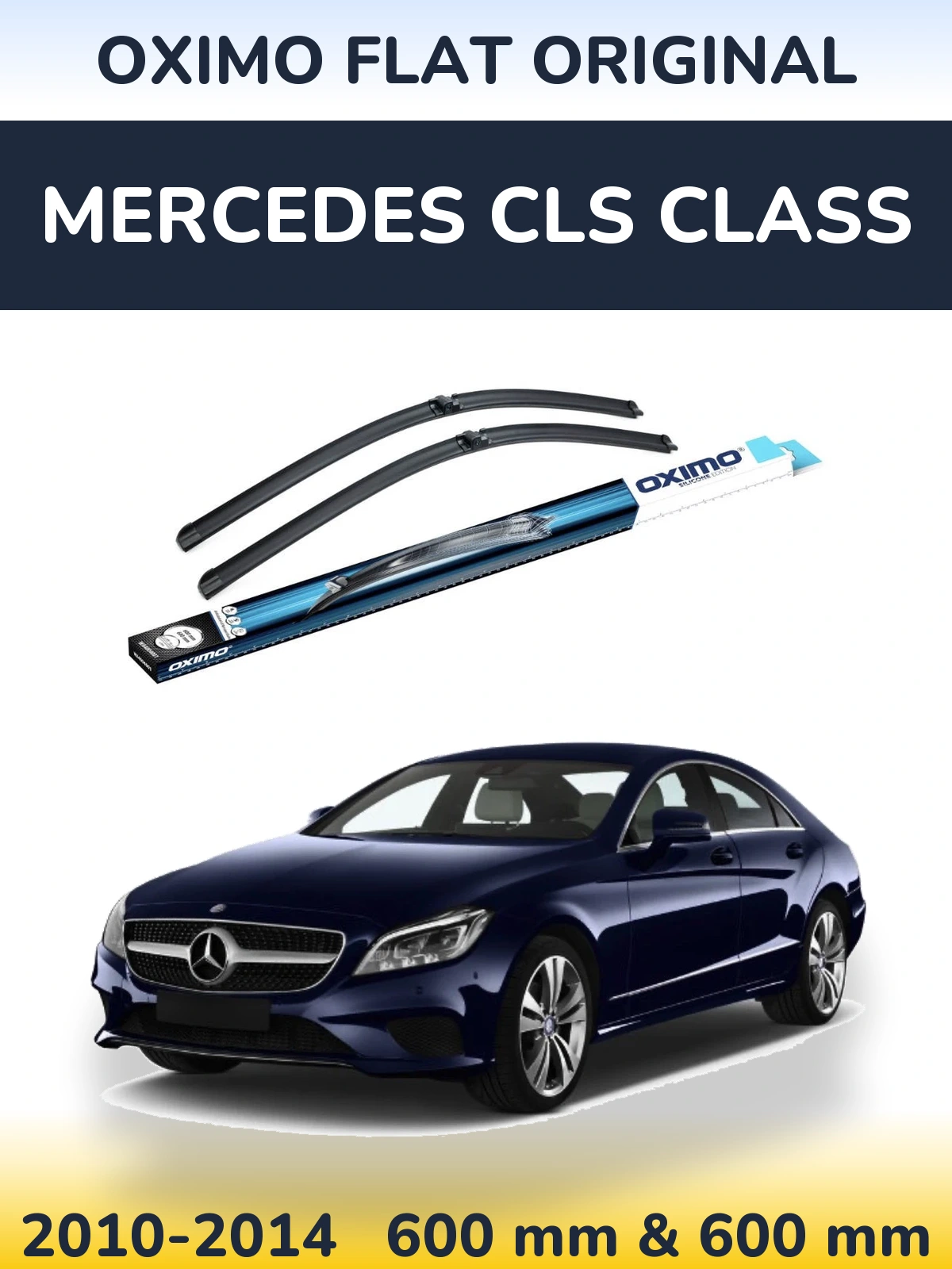 Front wiper blade set Oximo Flat Original 600 & 600 мм for Mercedes CLS Class 2010-2014