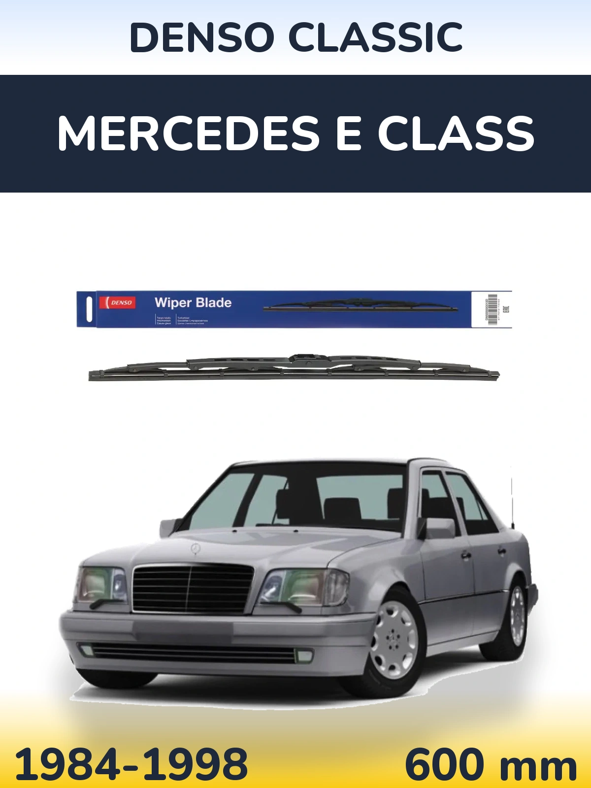 Front wiper blade Denso Classic 600 mm for Mercedes E Class 1984-1998