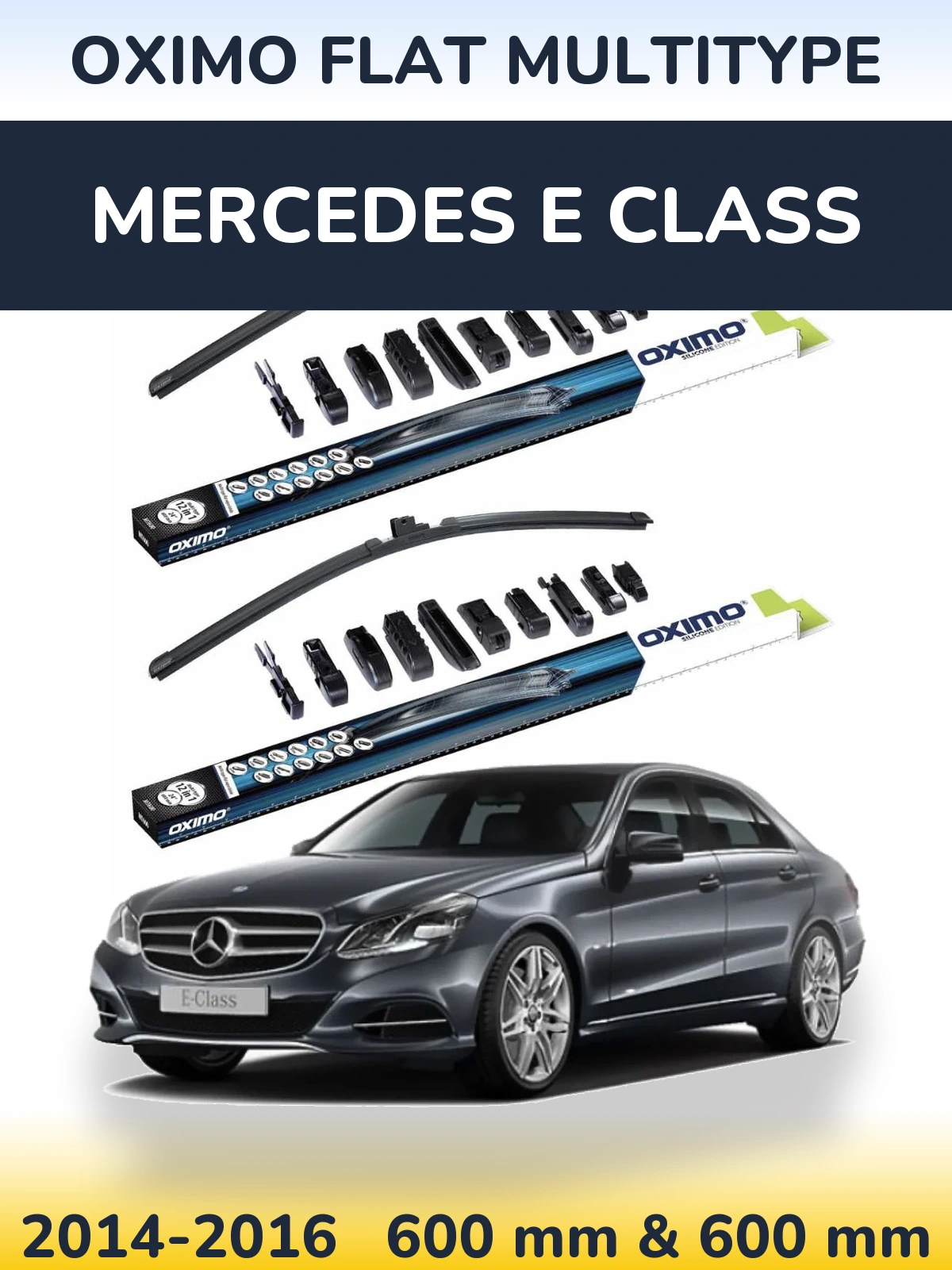 Front wiper blade set Oximo Flat MultiTypee 600 & 600 мм for Mercedes E Class 2014-2016