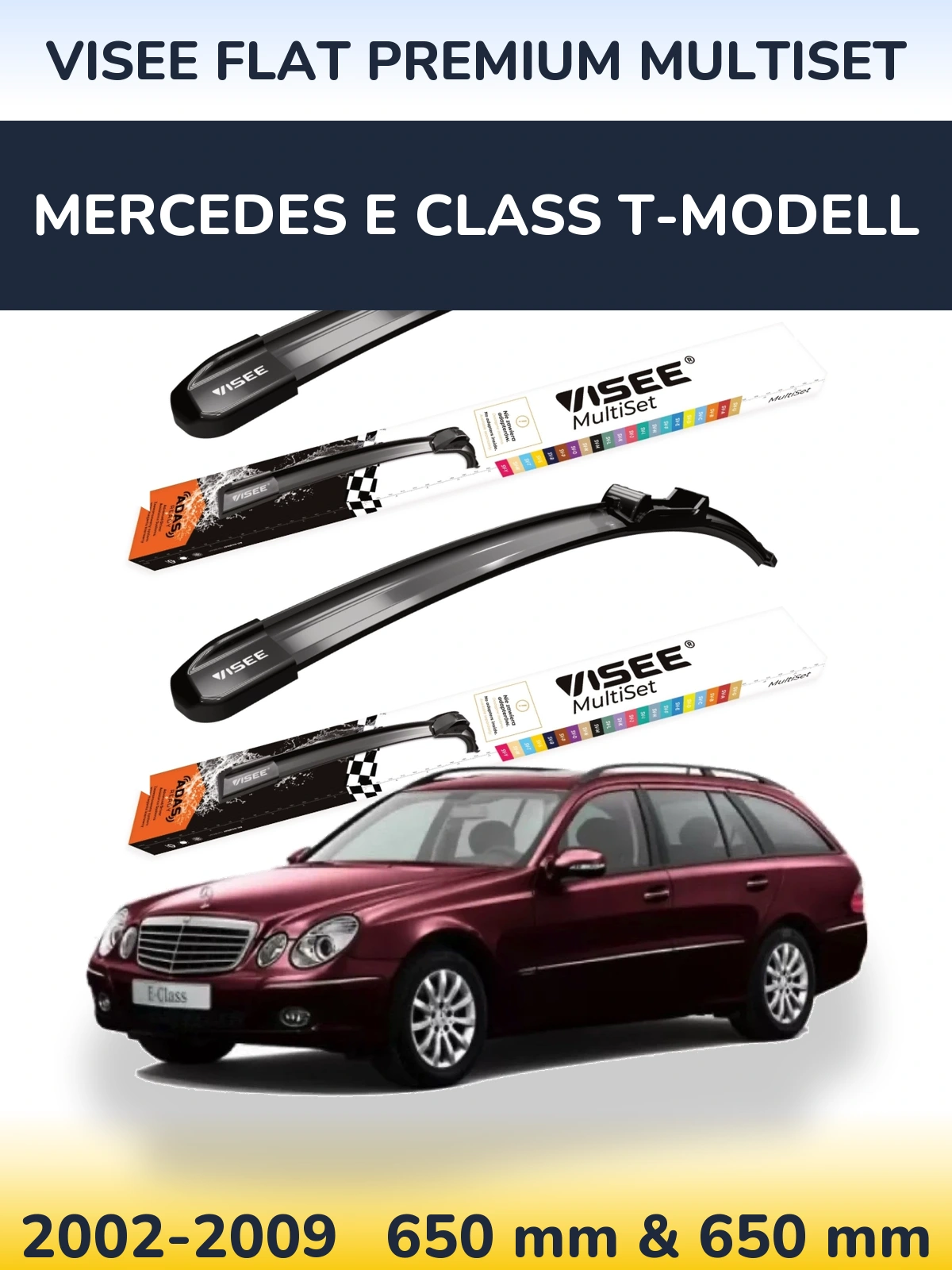 Komplet przednich wycieraczek VISEE FLAT PREMIUM MultiSet 650 & 650 mm do Mercedes Klasa E T-Modell 2002-2009