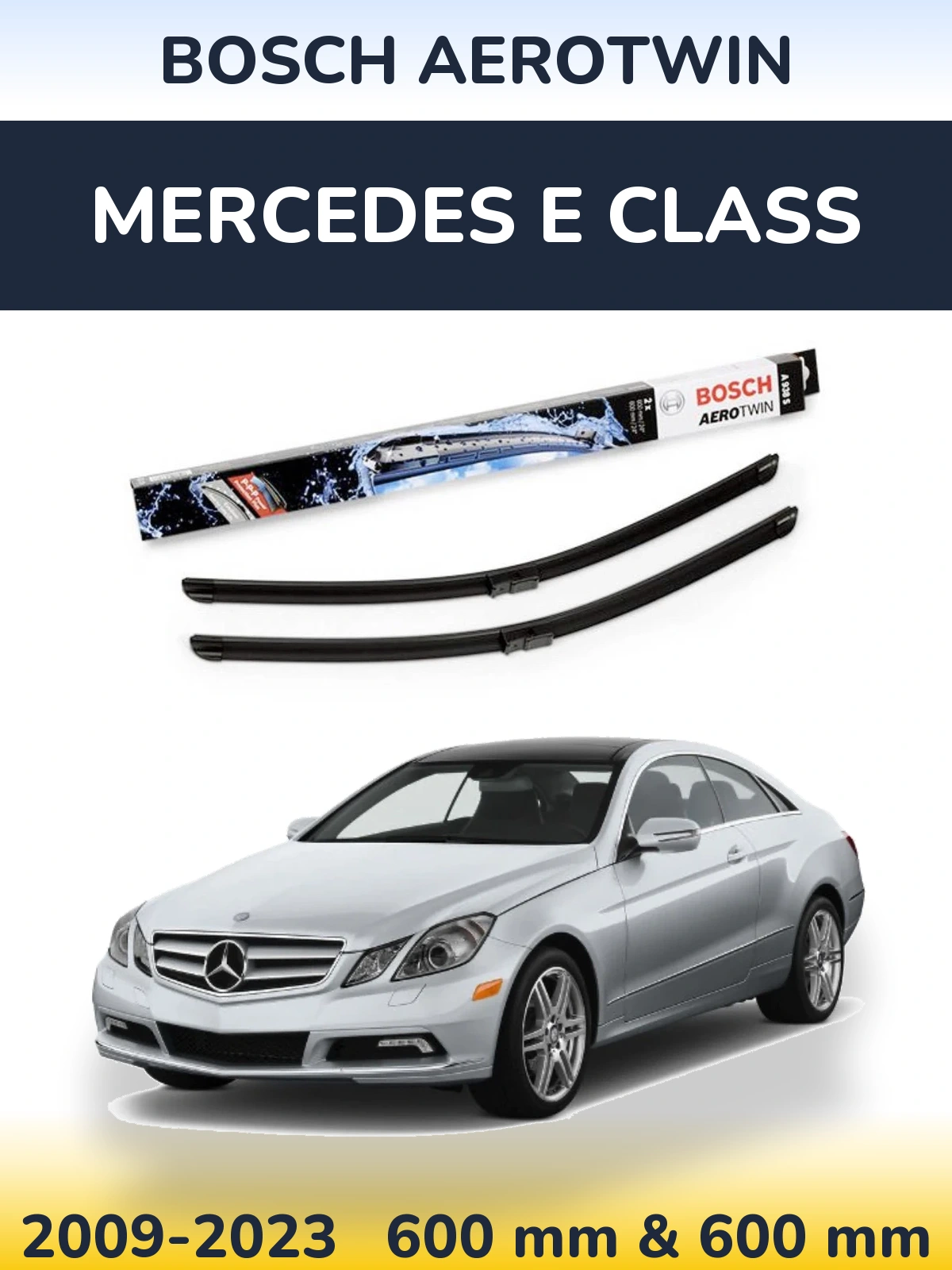 Комплект передних дворников BOSCH AeroTwin 600 & 600 мм для Mercedes E Class 2009-2023