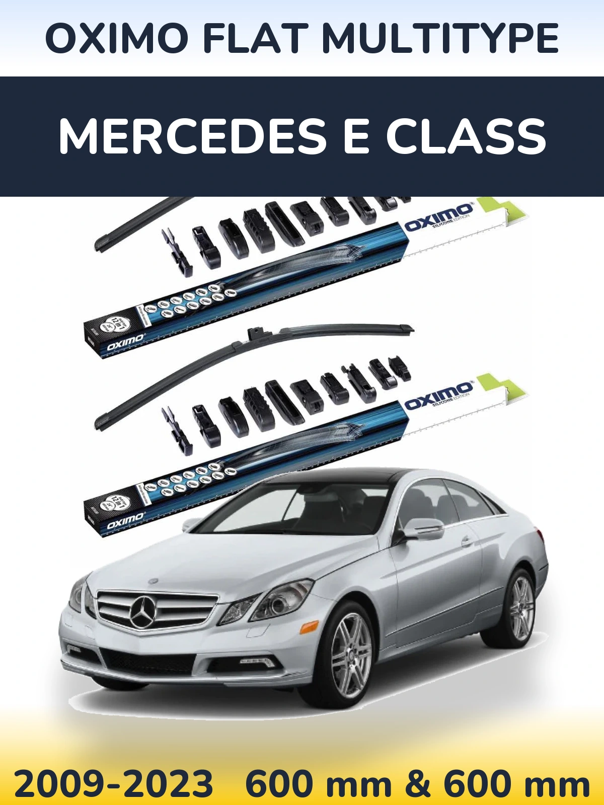 Front wiper blade set Oximo Flat MultiTypee 600 & 600 мм for Mercedes E Class 2009-2023