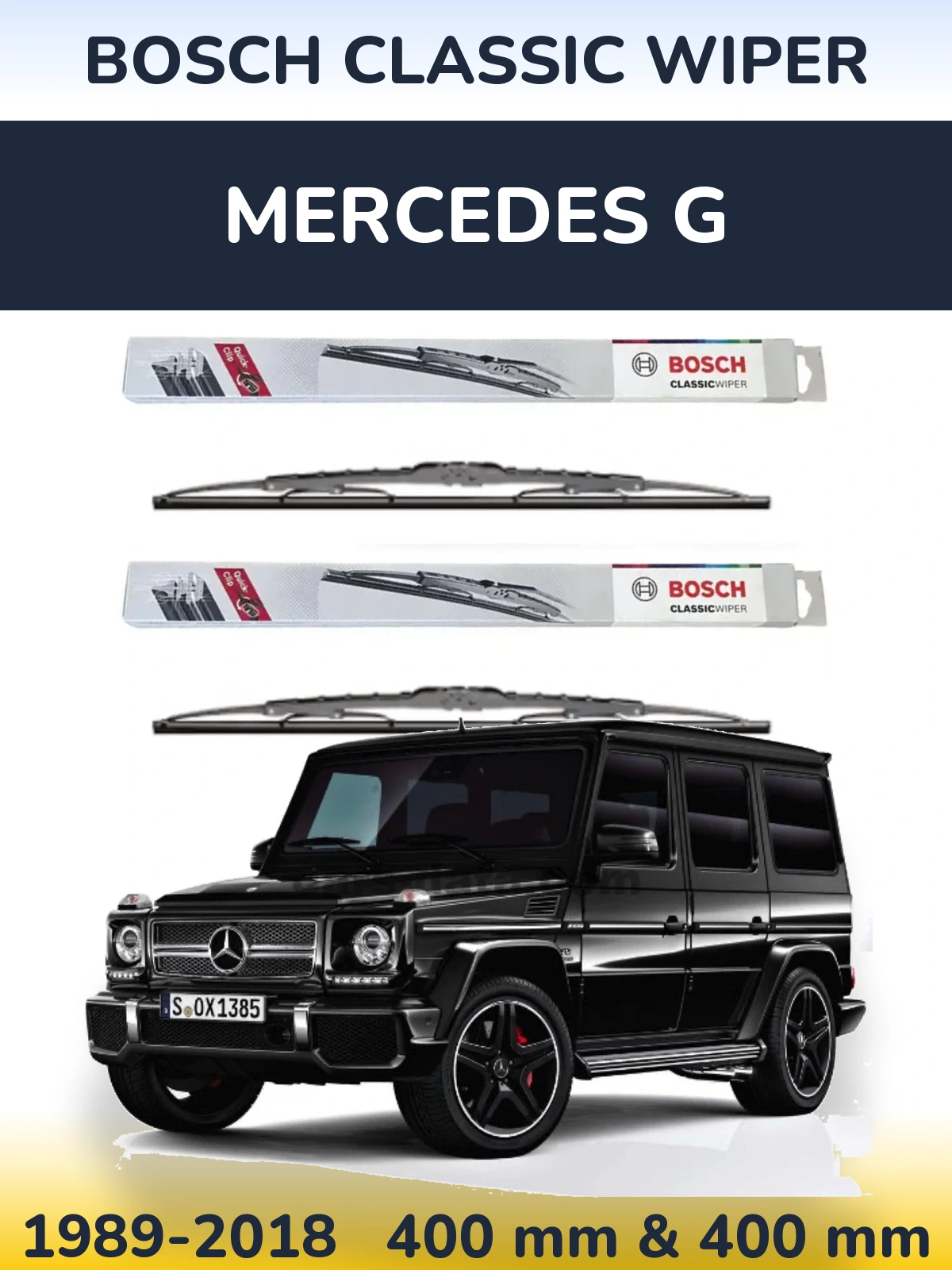 Комплект передних дворников BOSCH Classic Wiper 400 & 400 мм для Mercedes G 1989-2018