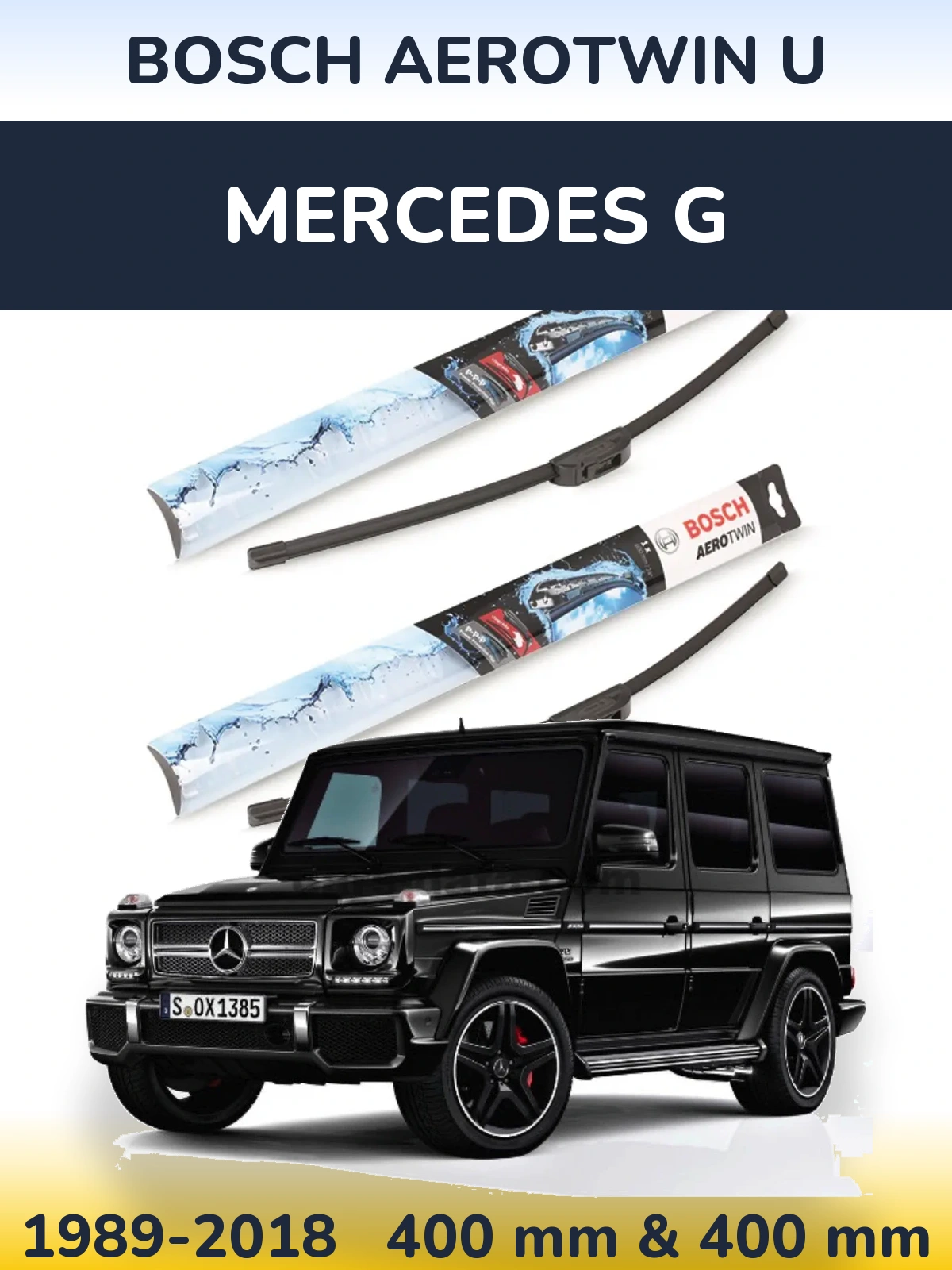Комплект передніх щіток BOSCH AeroTwin U 400 & 400 мм для Mercedes G 1989-2018